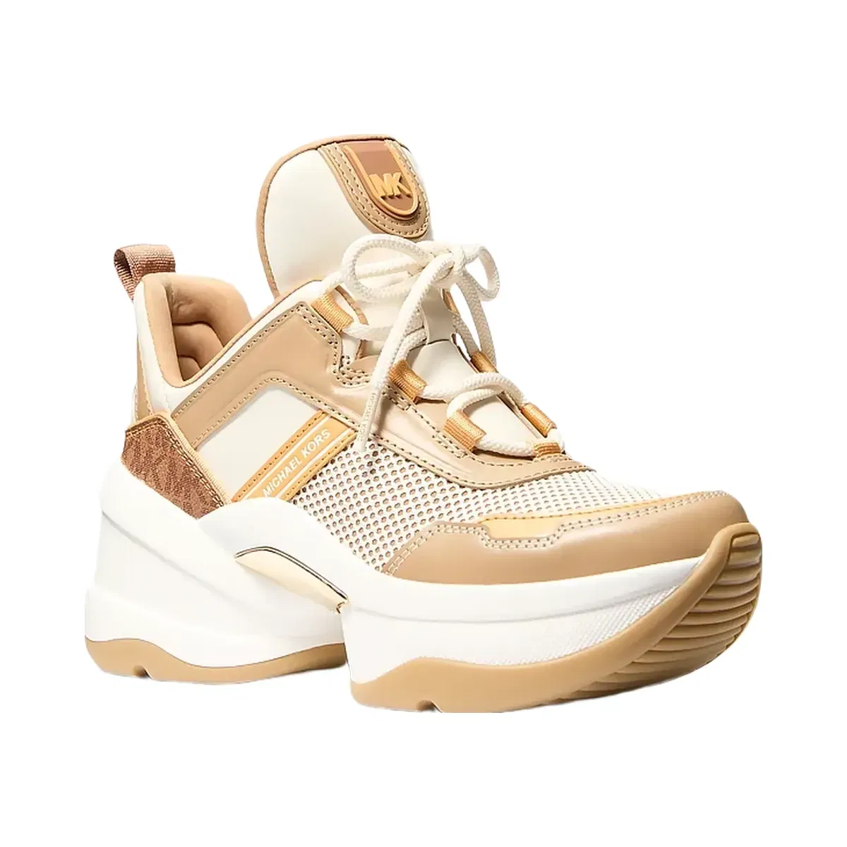 Michael Kors Olympia Mixed-Media Trainer Honeywheat