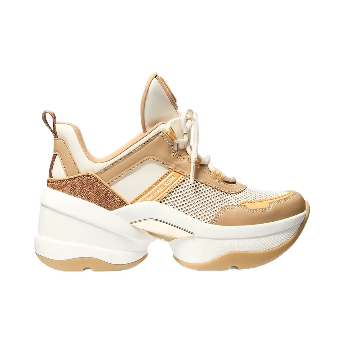 Michael Kors Olympia Mixed-Media Trainer Honeywheat