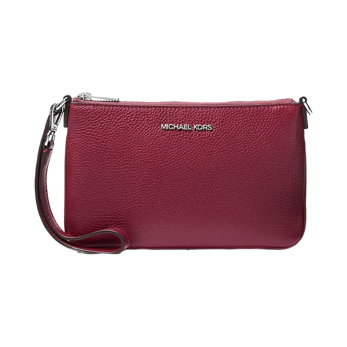 Michael Kors Jet Set Small Pebbled Leather Convertible Wristlet Maroon