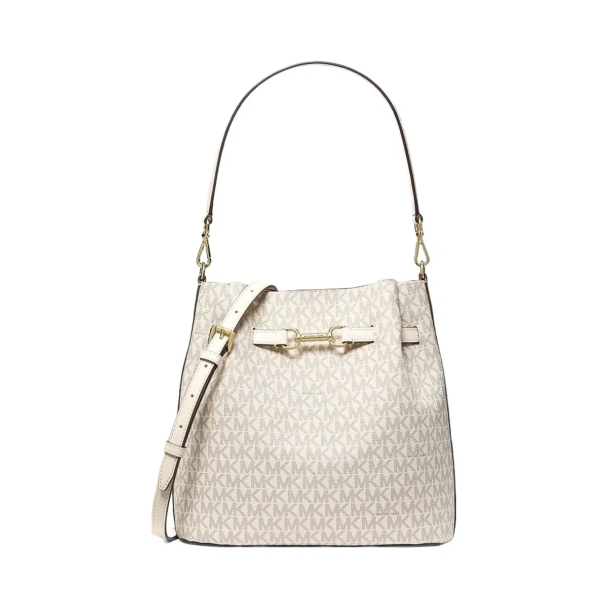 Michael Kors Carson Medium Signature Logo Convertible Bucket Crossbody Bag Lt Crm Multi