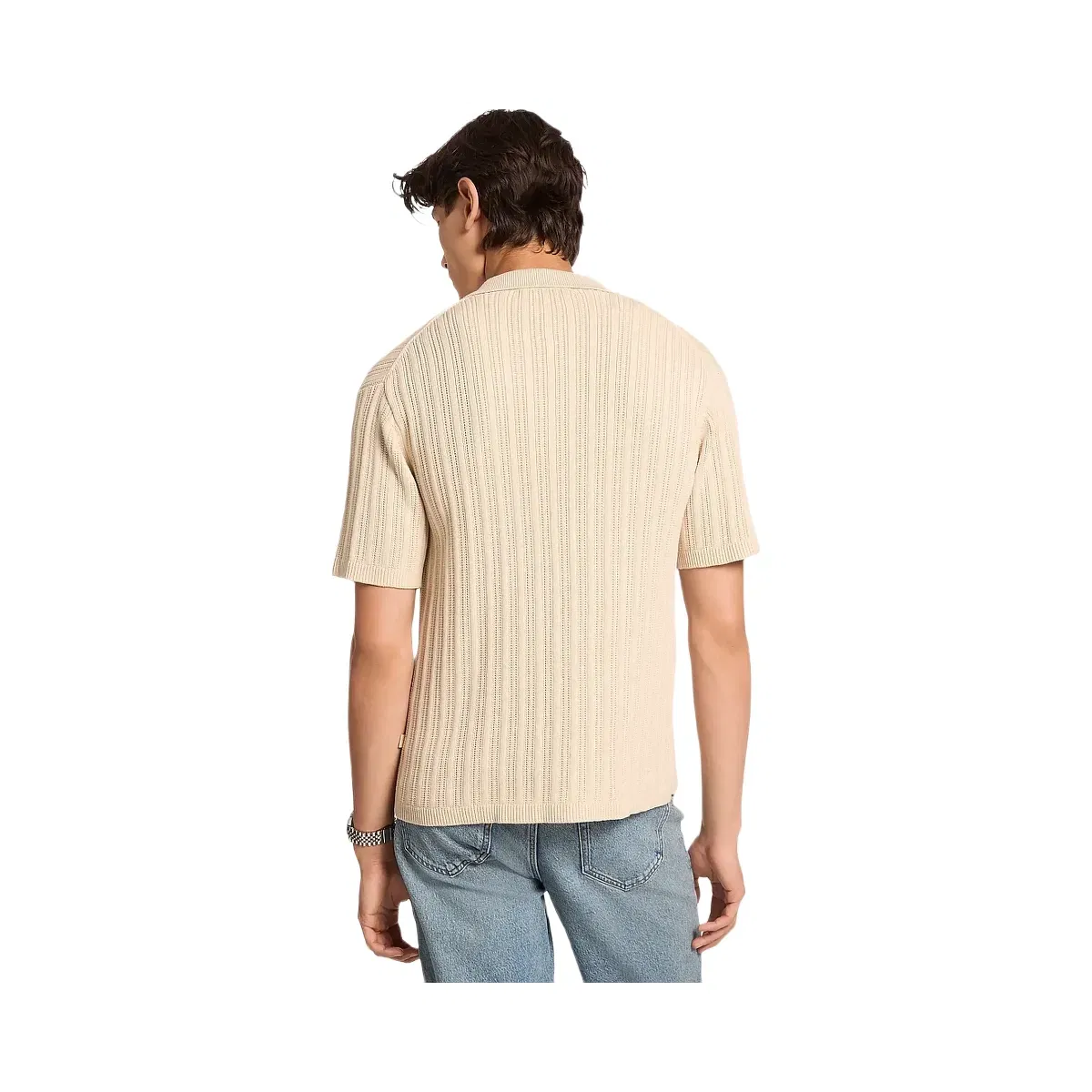 Michael Kors Textured Knit Polo Shirt Lt Cream