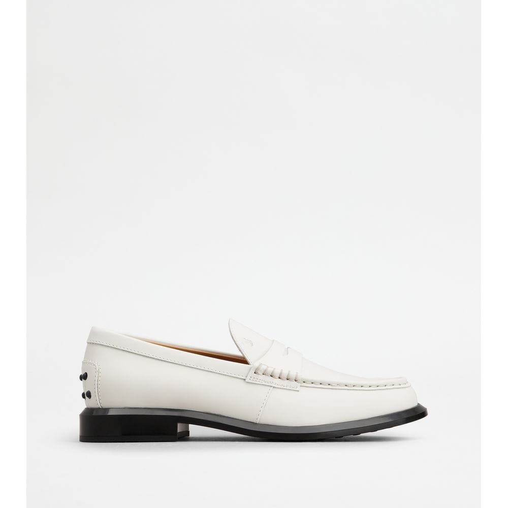 Tods Loafers In Leather White Womens