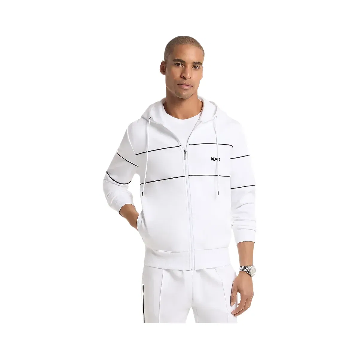Michael Kors Cotton Blend Zip-Up Hoodie White