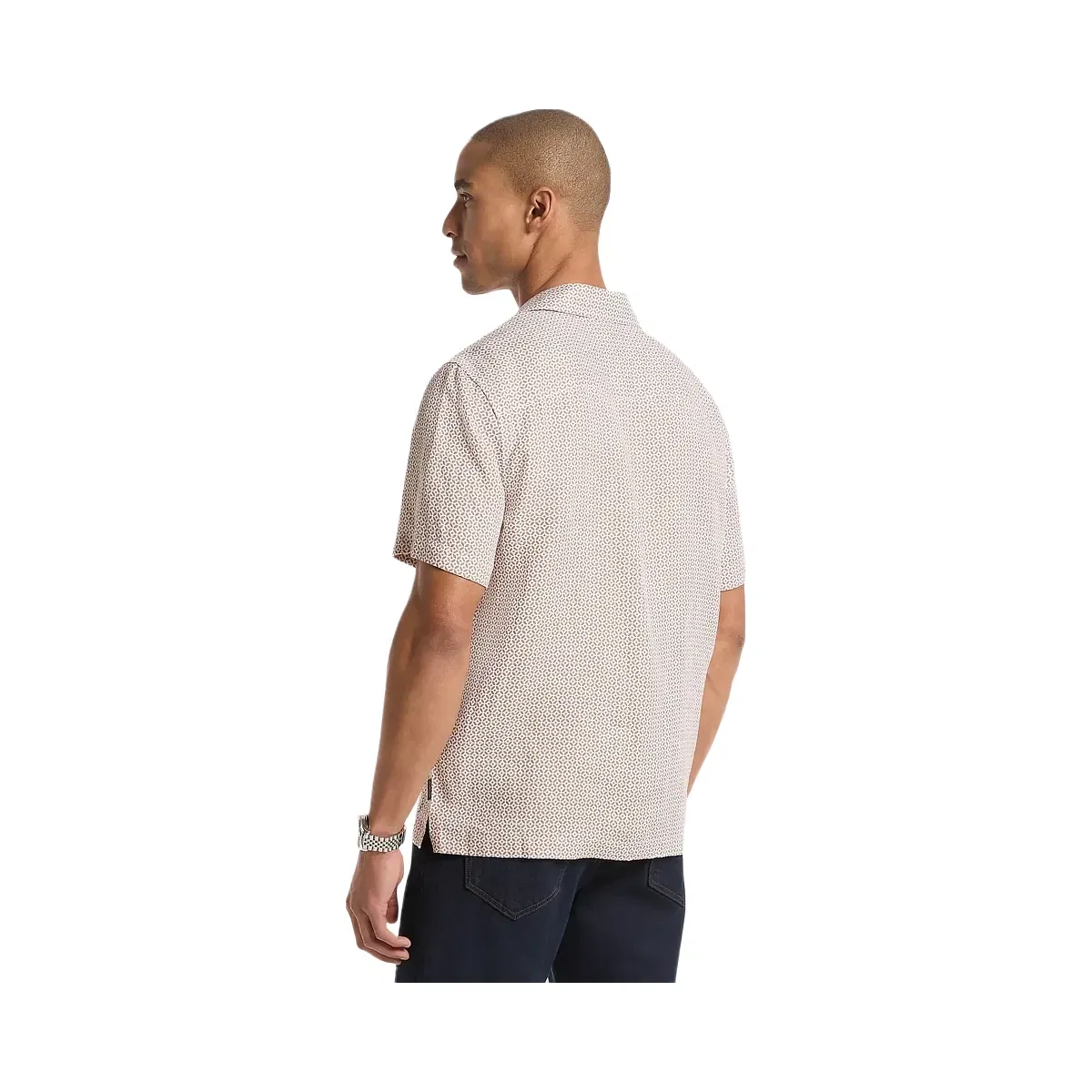 Michael Kors Tile Print Linen Shirt Dark Camel