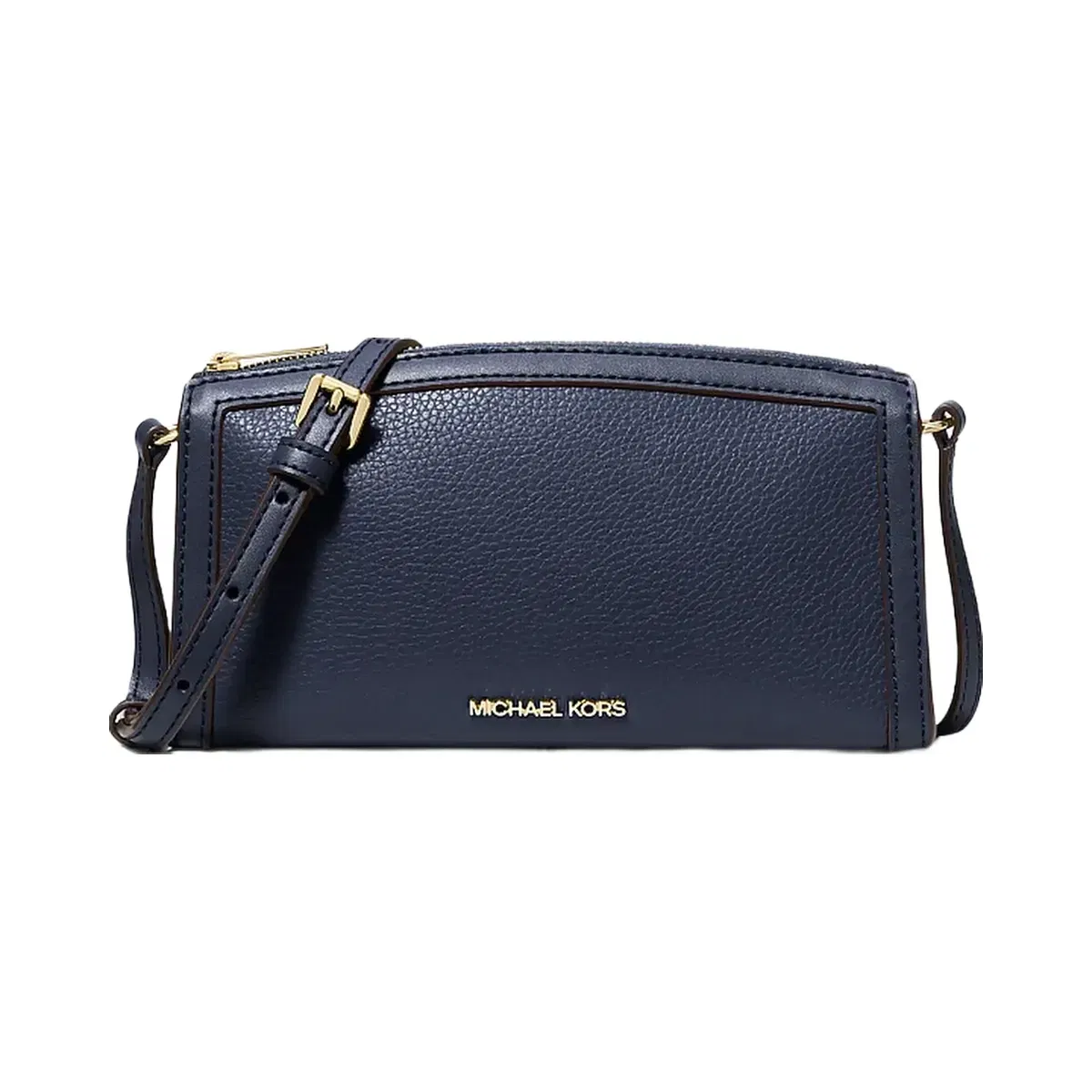 Michael Kors Jet Set Medium Pebbled Leather Crossbody Bag Navy