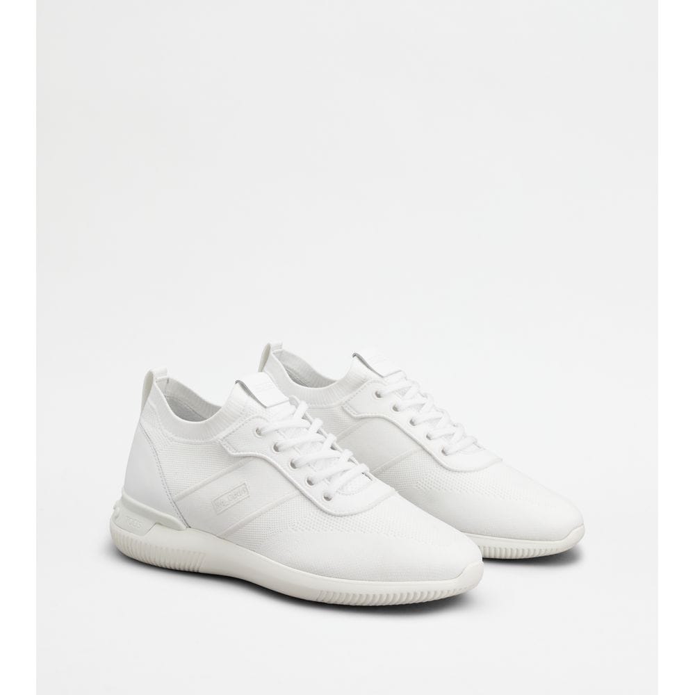Tods No_Code Knit In Technical Fabric And Leather White Mens