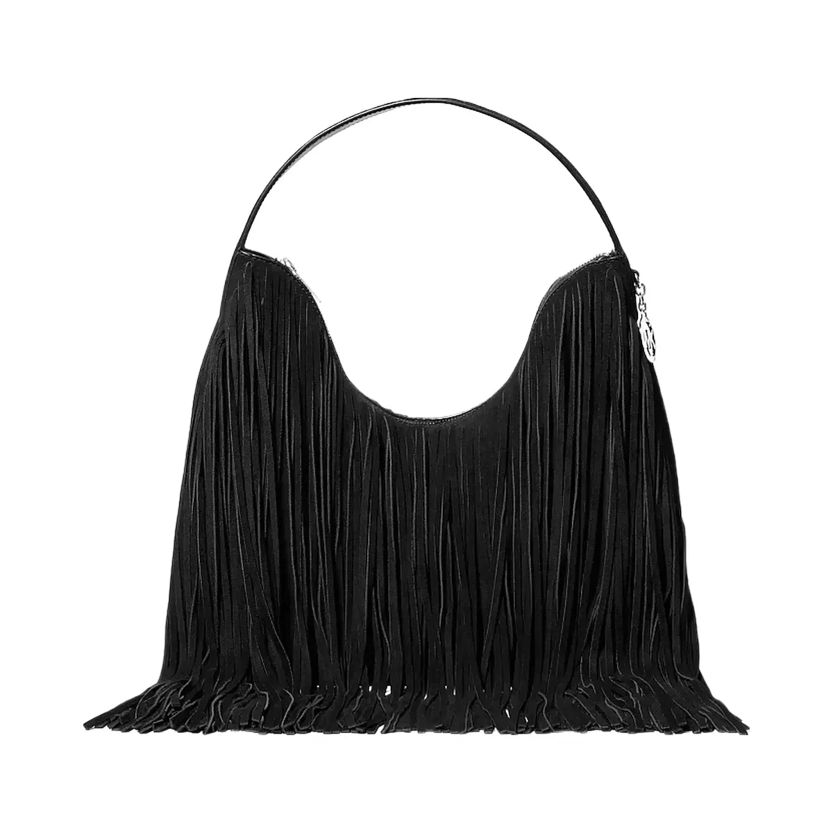 Michael Kors Nayla Medium Frayed Suede Hobo Shoulder Bag Black