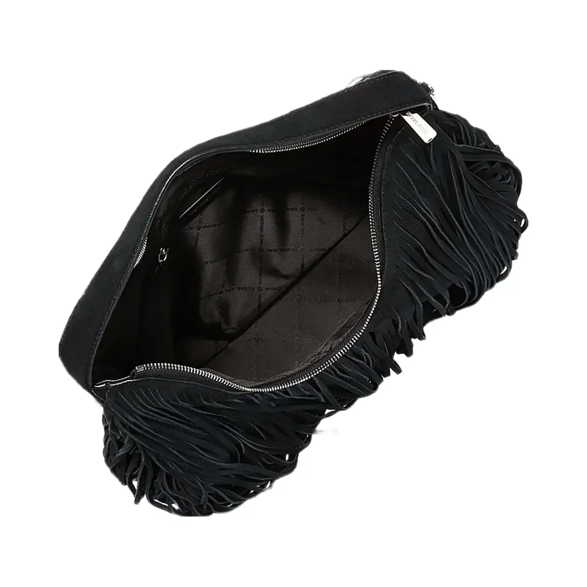 Michael Kors Nayla Medium Frayed Suede Hobo Shoulder Bag Black