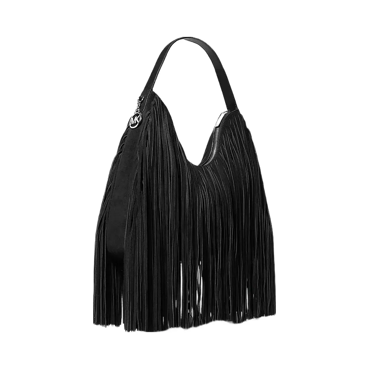 Michael Kors Nayla Medium Frayed Suede Hobo Shoulder Bag Black
