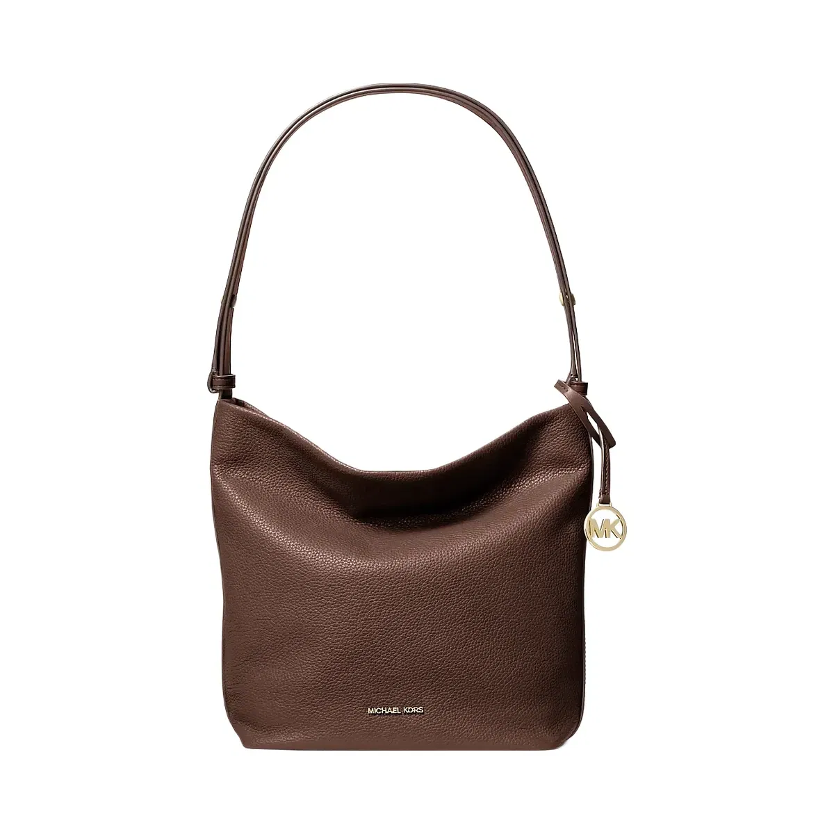Michael Kors Roey Medium Pebbled Leather Bucket Messenger Bag Nutmeg