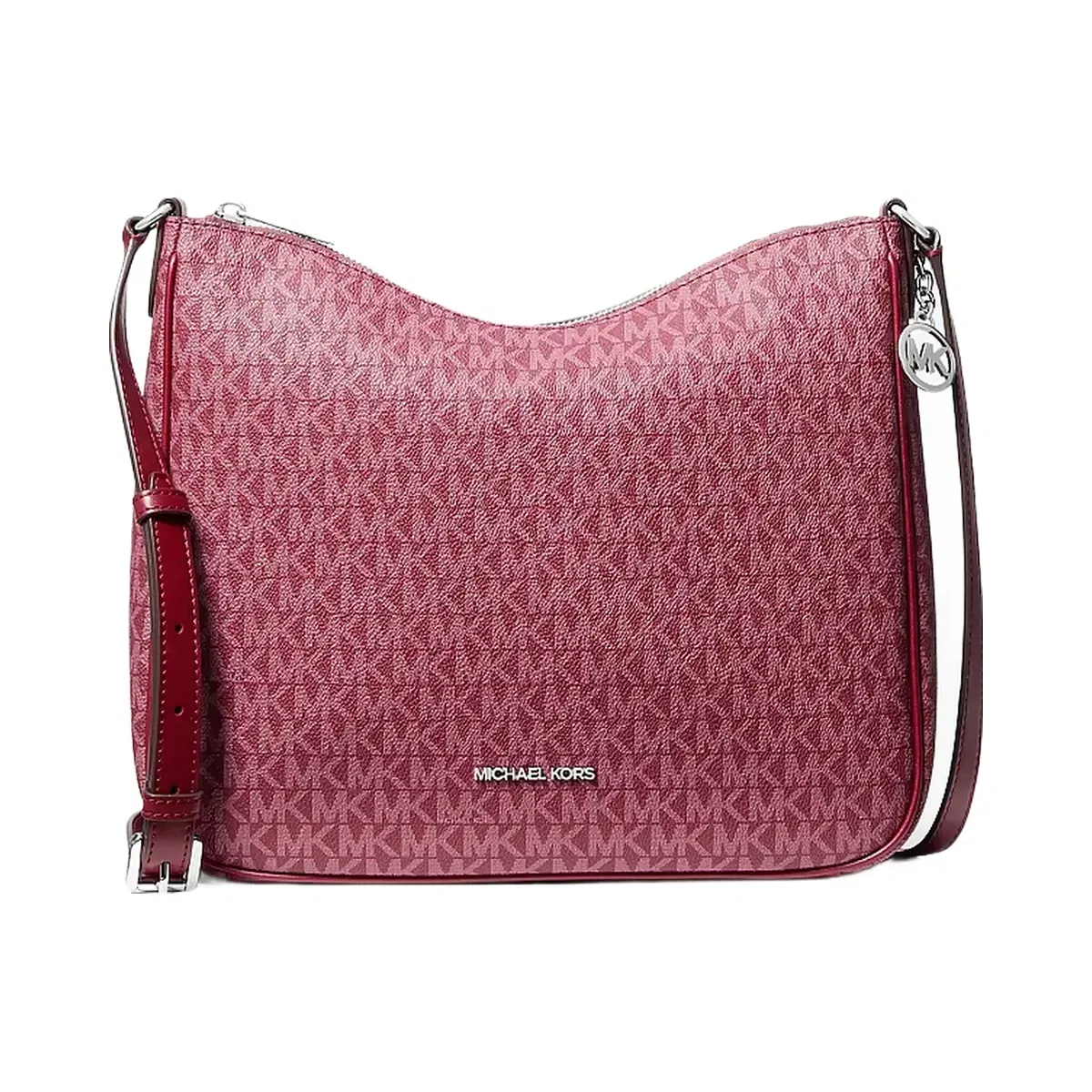 Michael Kors Nayla Medium Signature Logo Messenger Bag Maroon