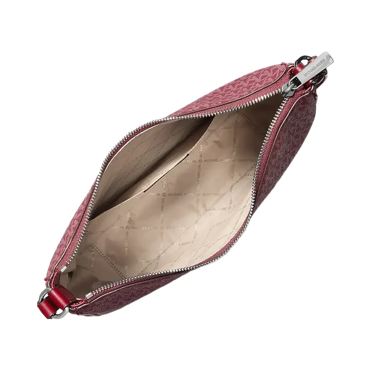 Michael Kors Nayla Medium Signature Logo Messenger Bag Maroon