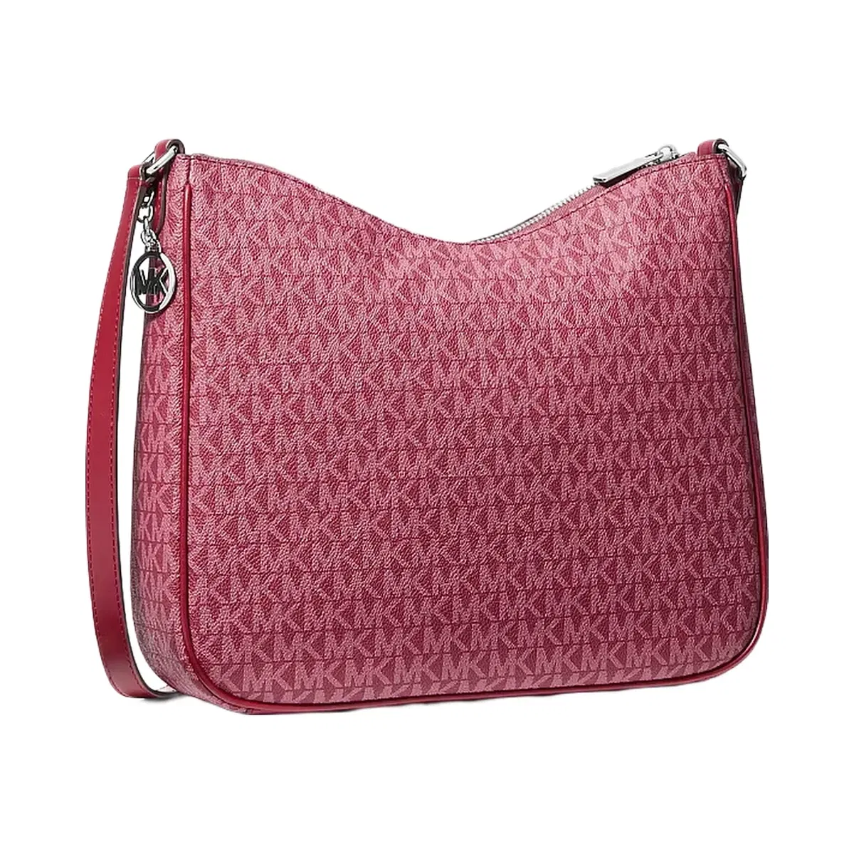 Michael Kors Nayla Medium Signature Logo Messenger Bag Maroon
