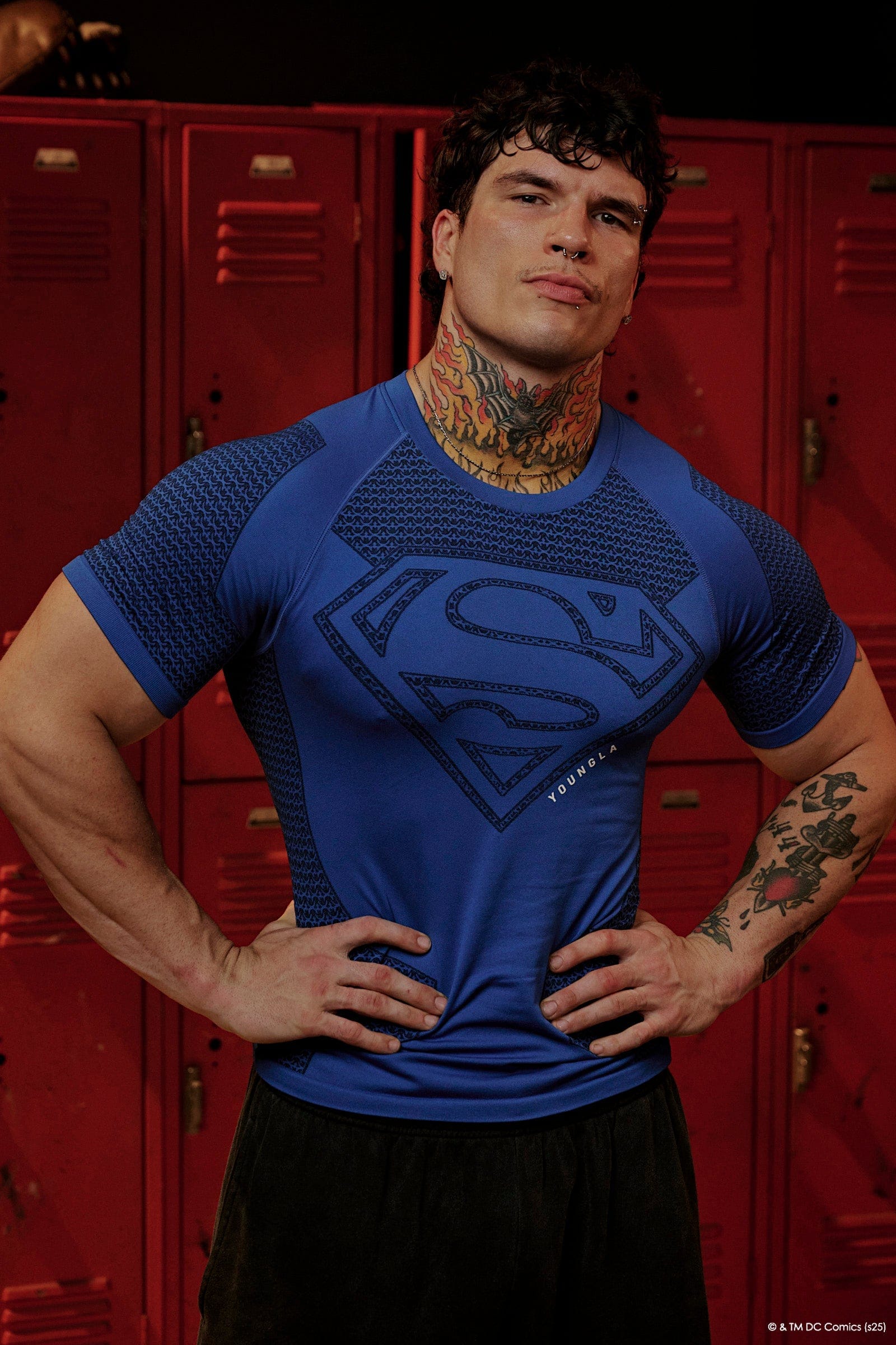 YoungLA 4117 Superman Compression Tees Blue