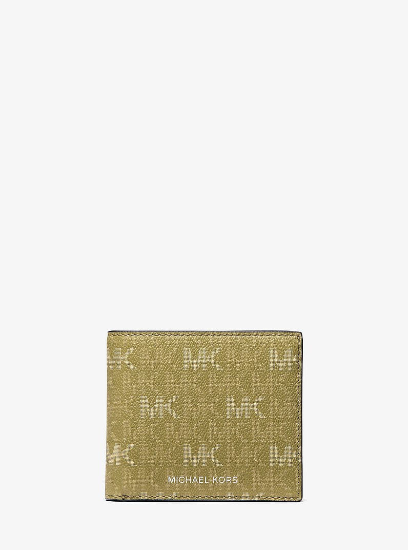 Michael Kors Cooper Printed Signature Logo Billfold Wallet Oregano