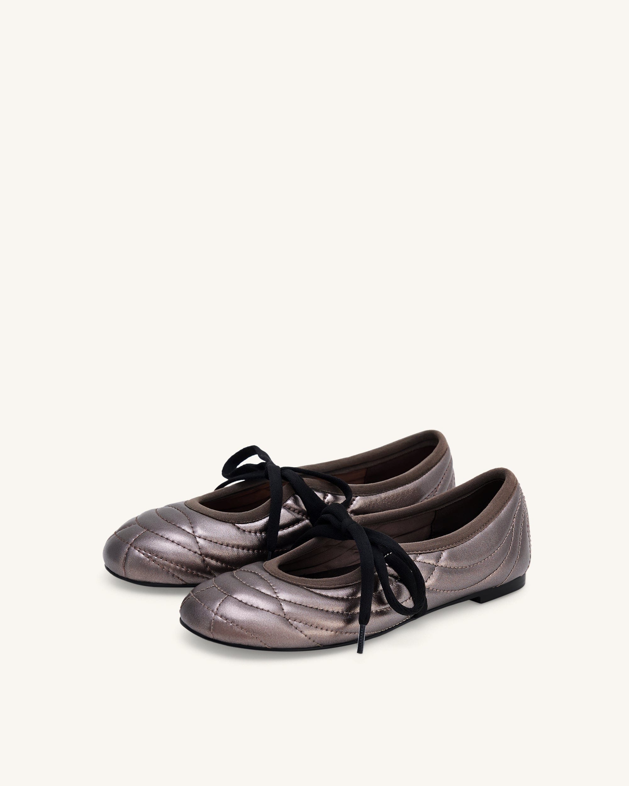 Jw Pei Erika Topstitching Lace Up Ballet Flats Dark Brown