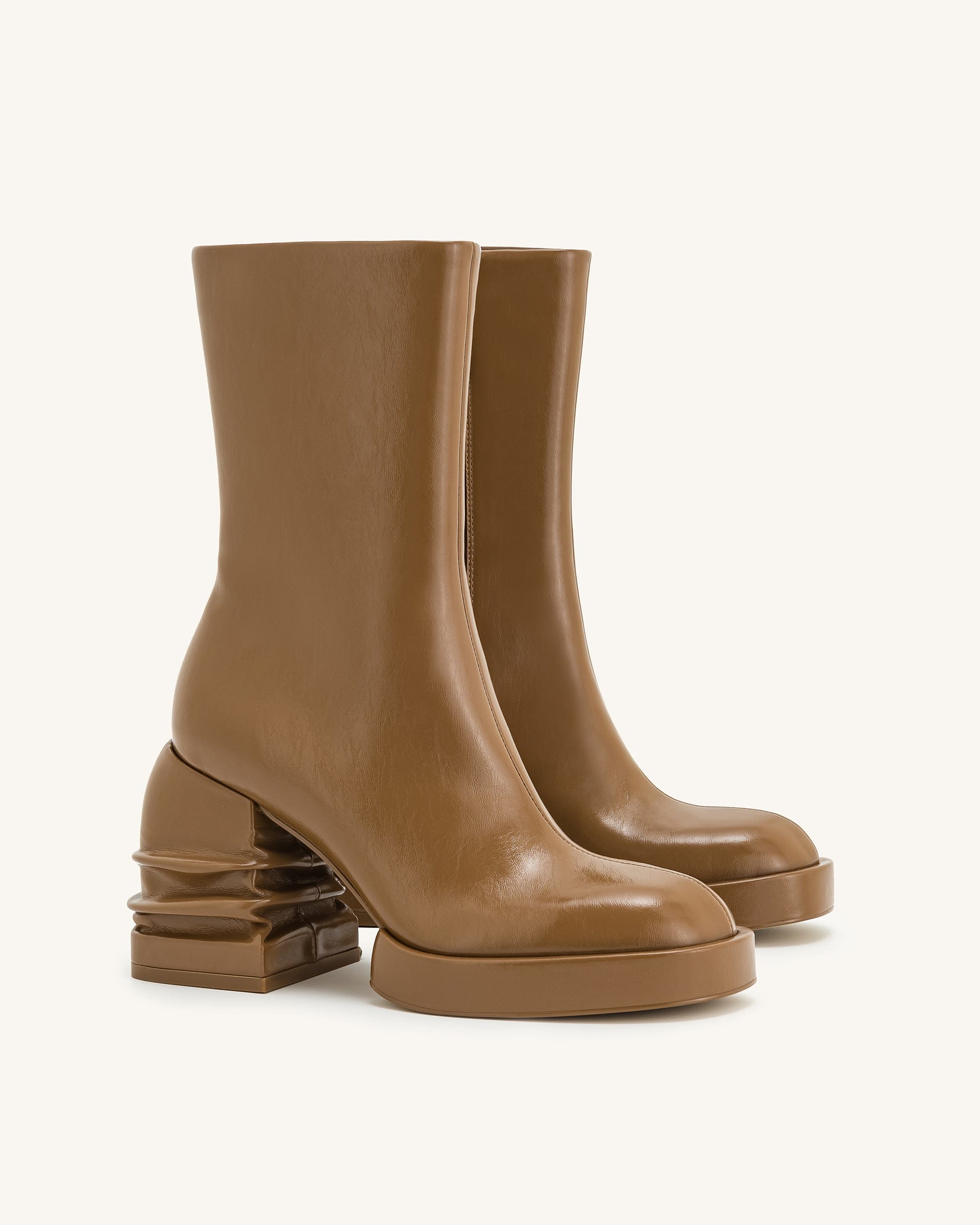 Jw Pei Saylor Round Toe Platform Ankle Boots Brown