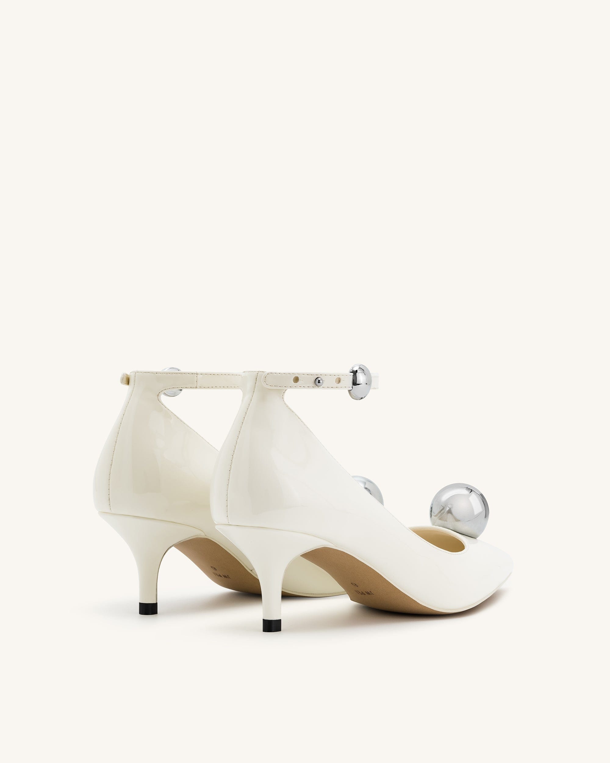 Jw Pei Jewel Buckle Kitten Heels Pumps White