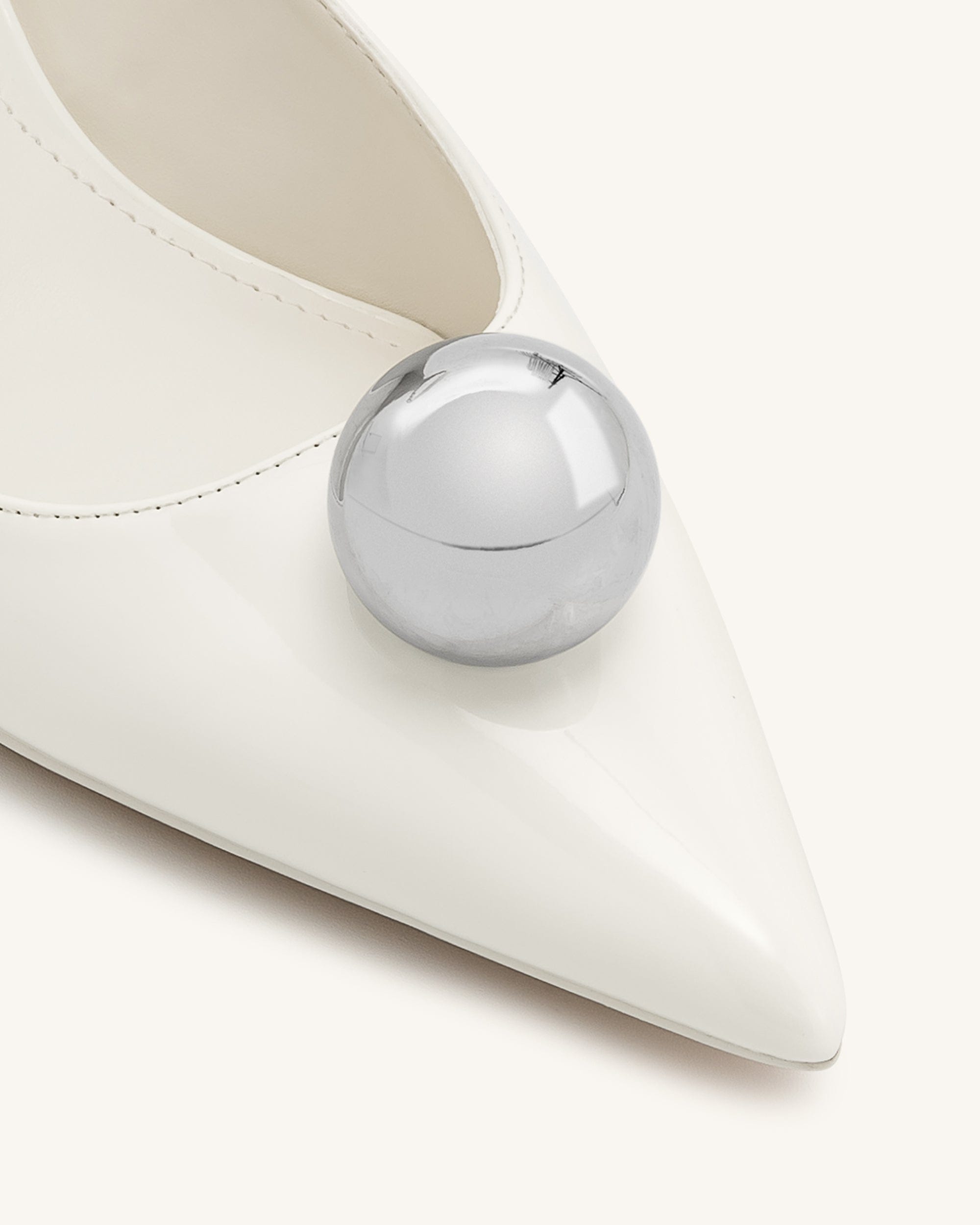 Jw Pei Jewel Buckle Kitten Heels Pumps White