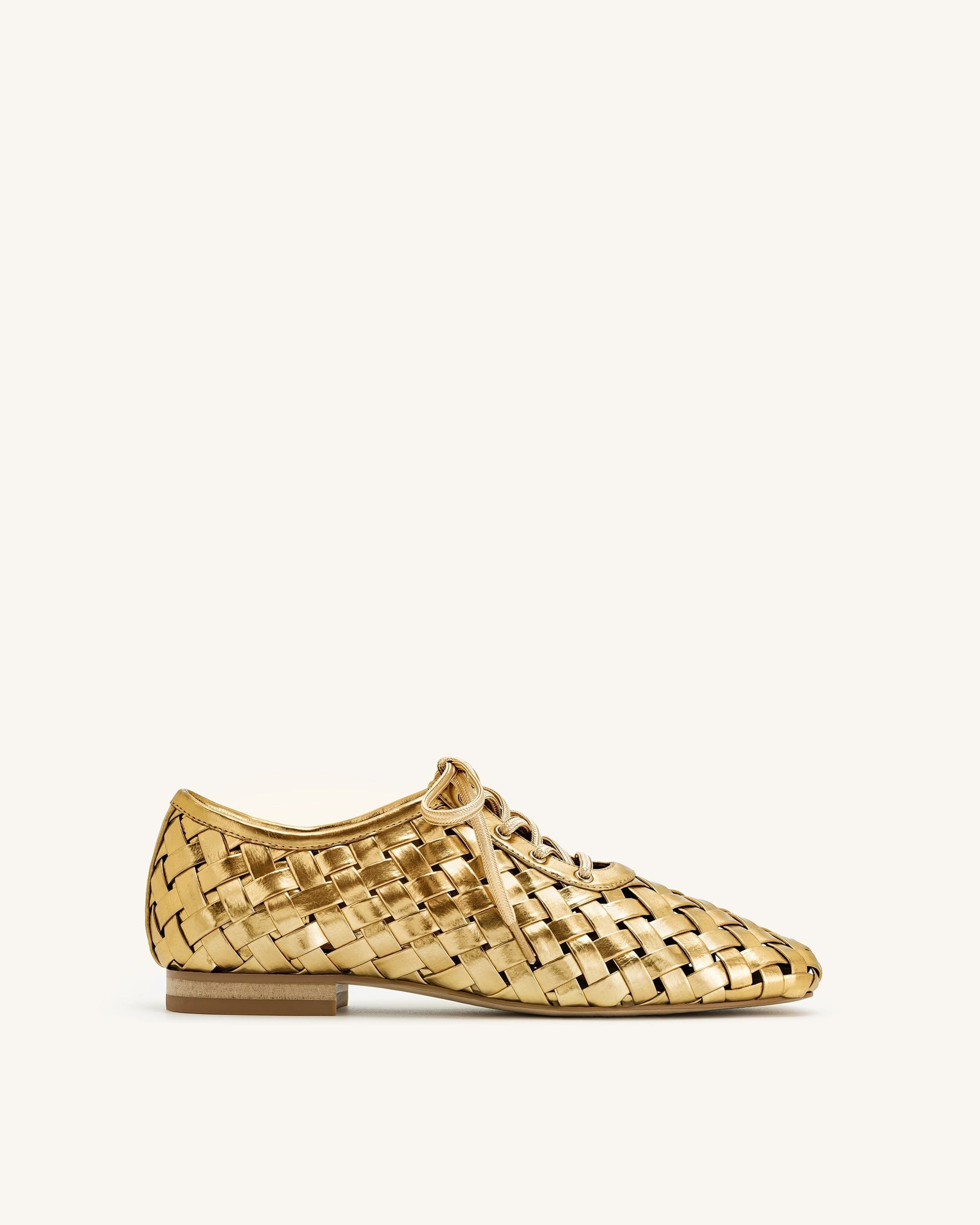 Jw Pei Kayla Weave Strap Flat Shoes Gold