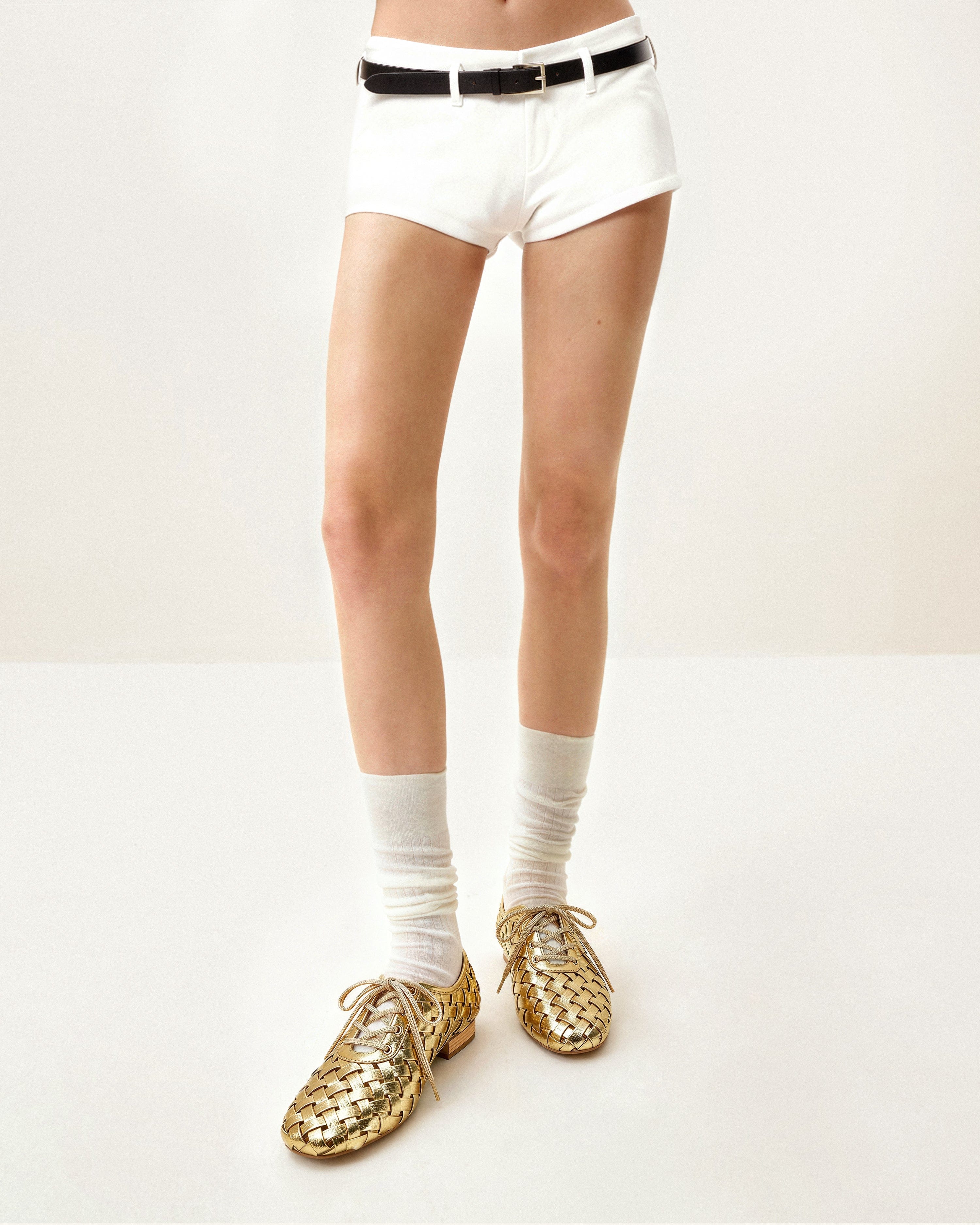 Jw Pei Kayla Weave Strap Flat Shoes Gold
