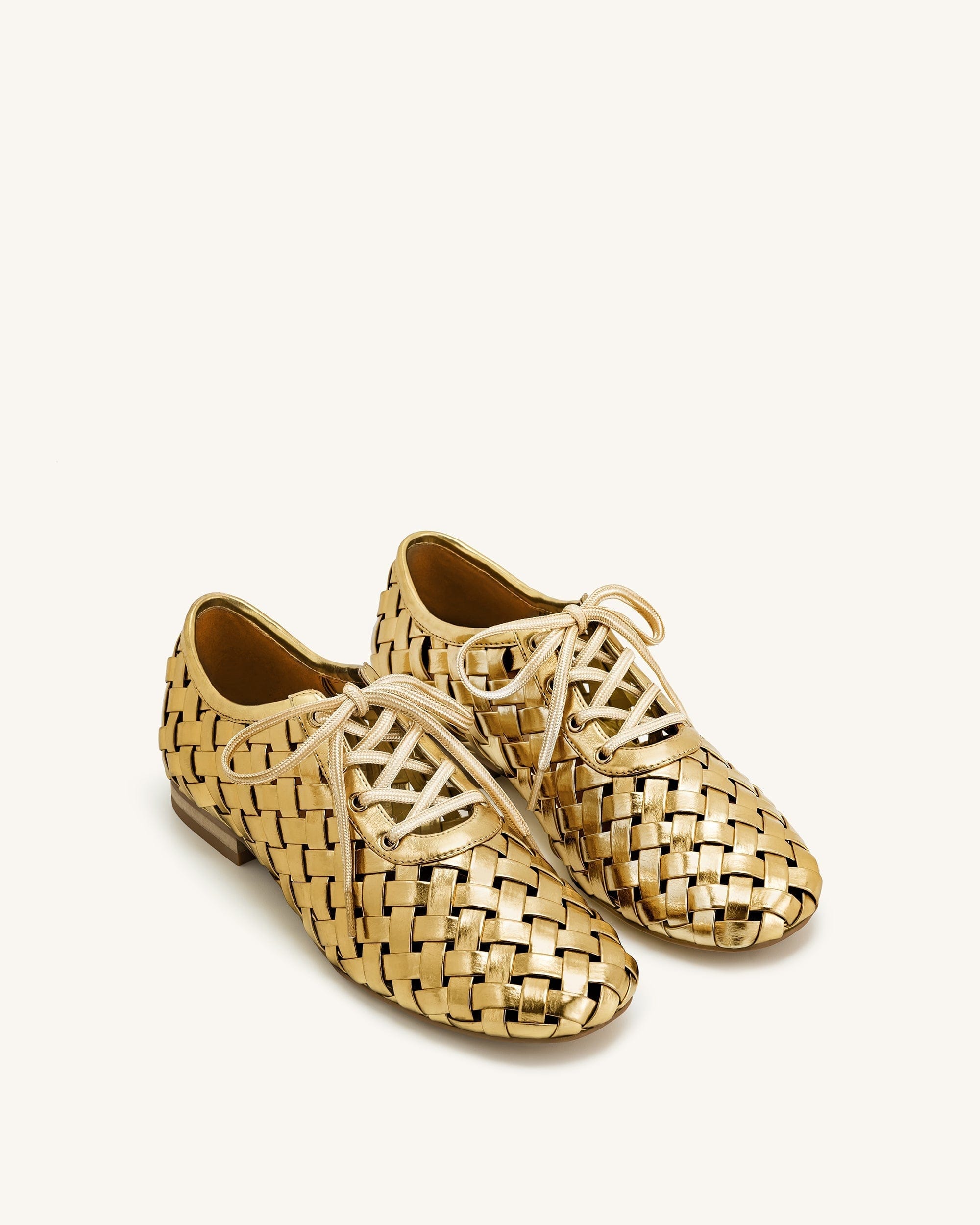 Jw Pei Kayla Weave Strap Flat Shoes Gold