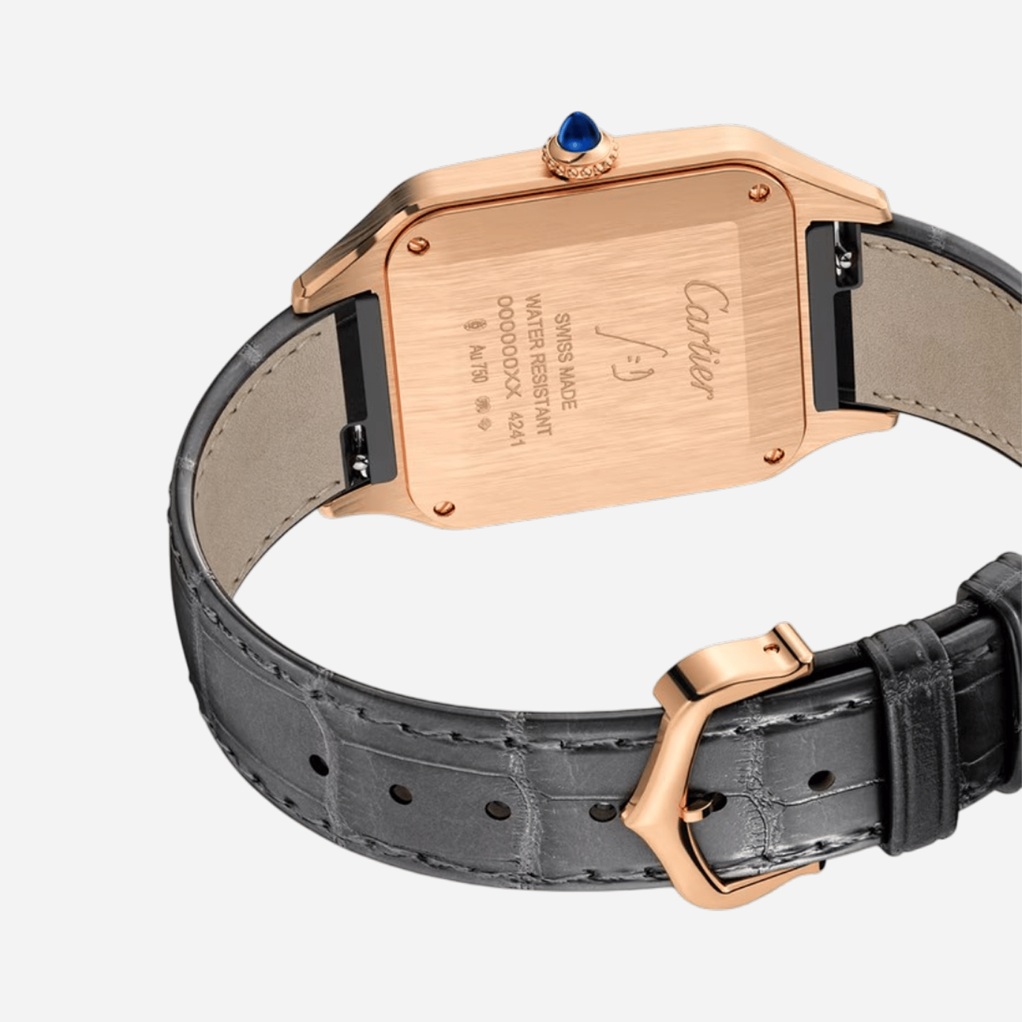 Cartier Santos Dumont Silver Dial Leather Strap Watch - WGSA0021