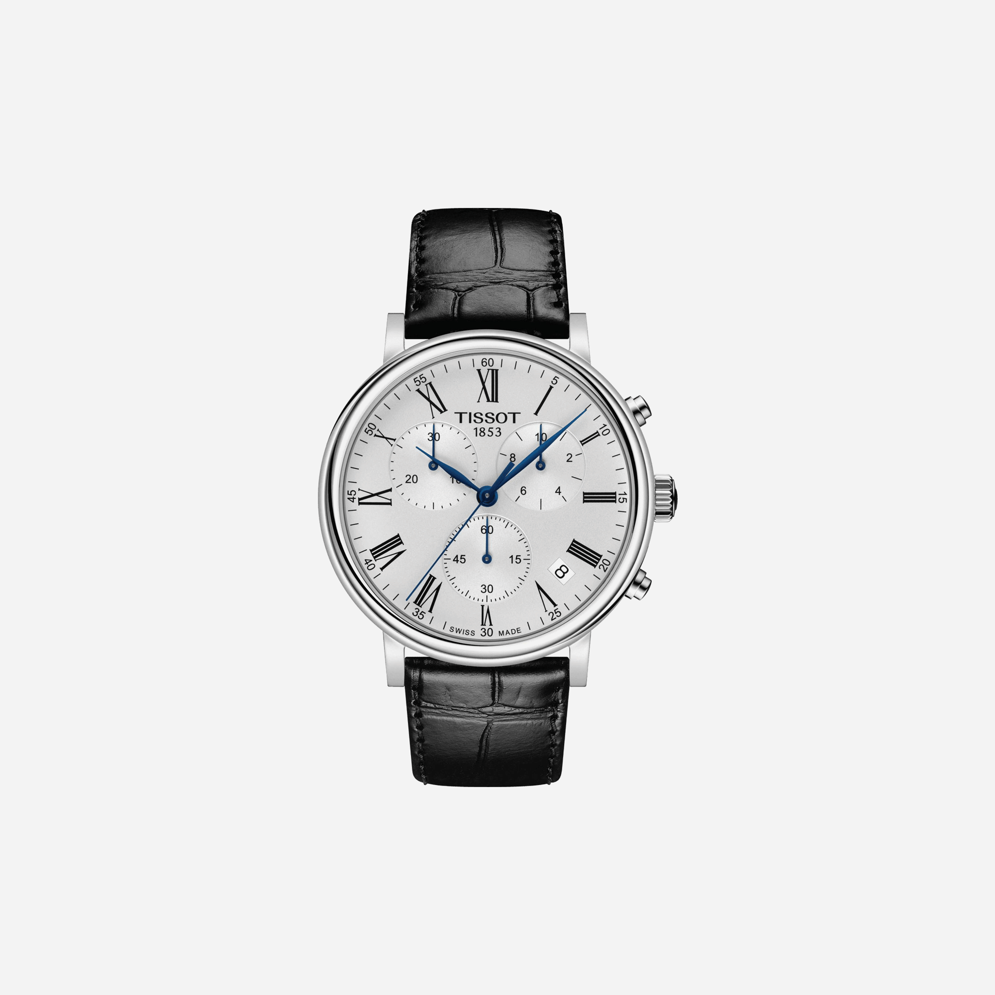 Tissot Carson Premium Chronograph Leaf Dial Black Leather Strap Watch
