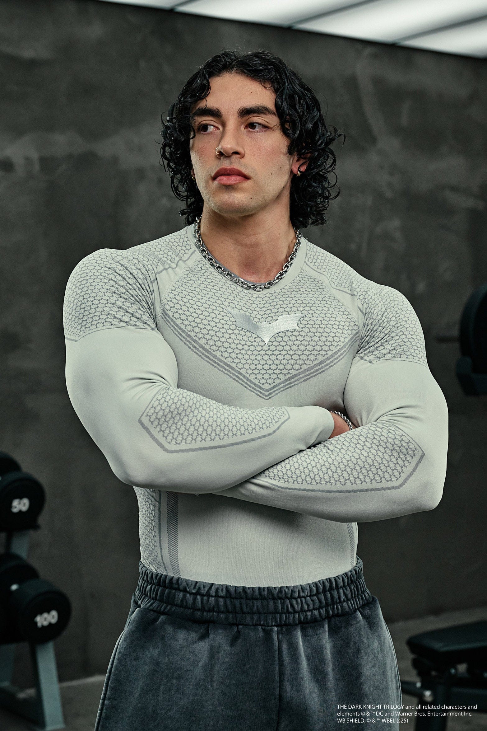 YoungLA 8004 Batman Compression Longsleeves Off White