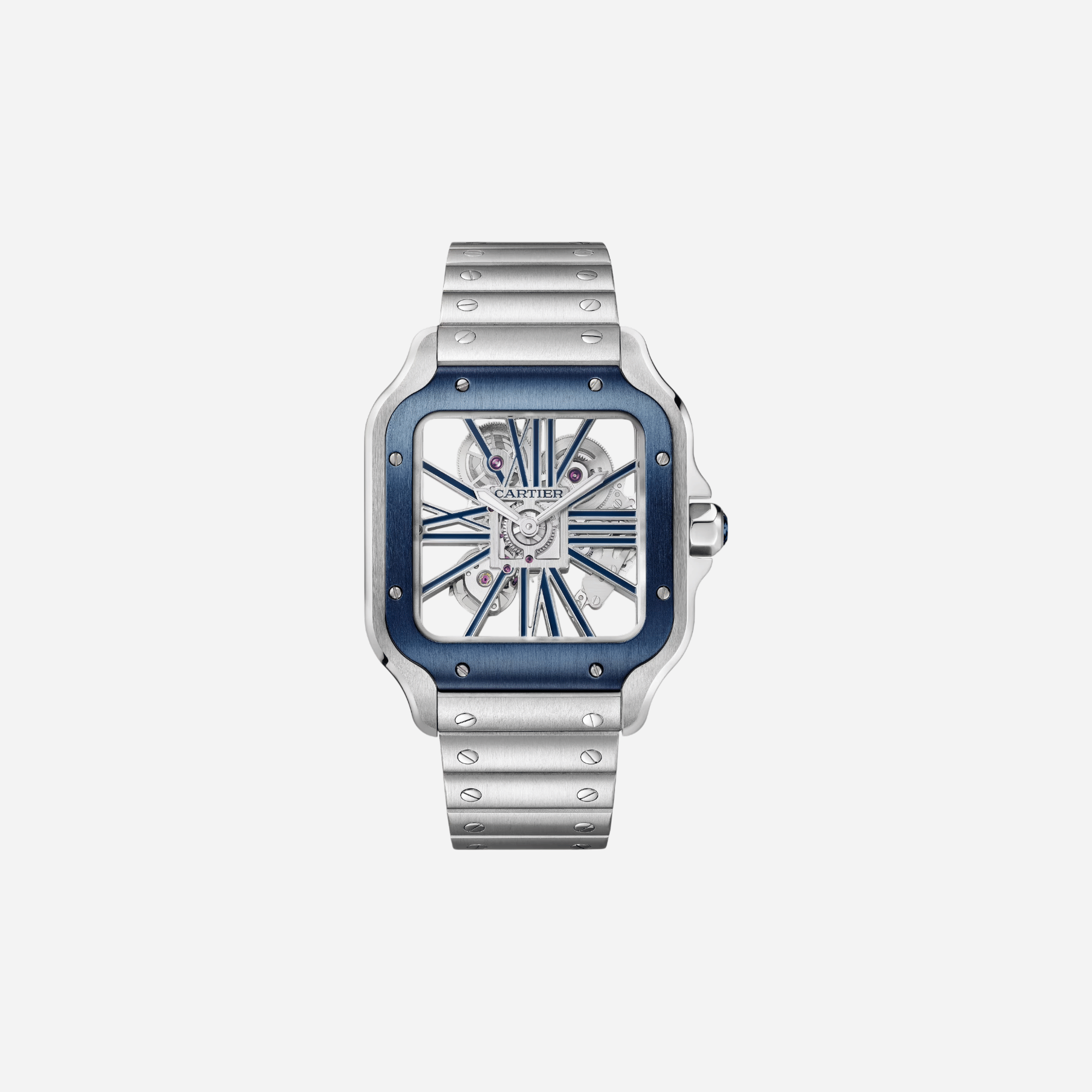 Cartier Santos De Cartier Skeleton Dial Steel Strap Watch - WHSA0026