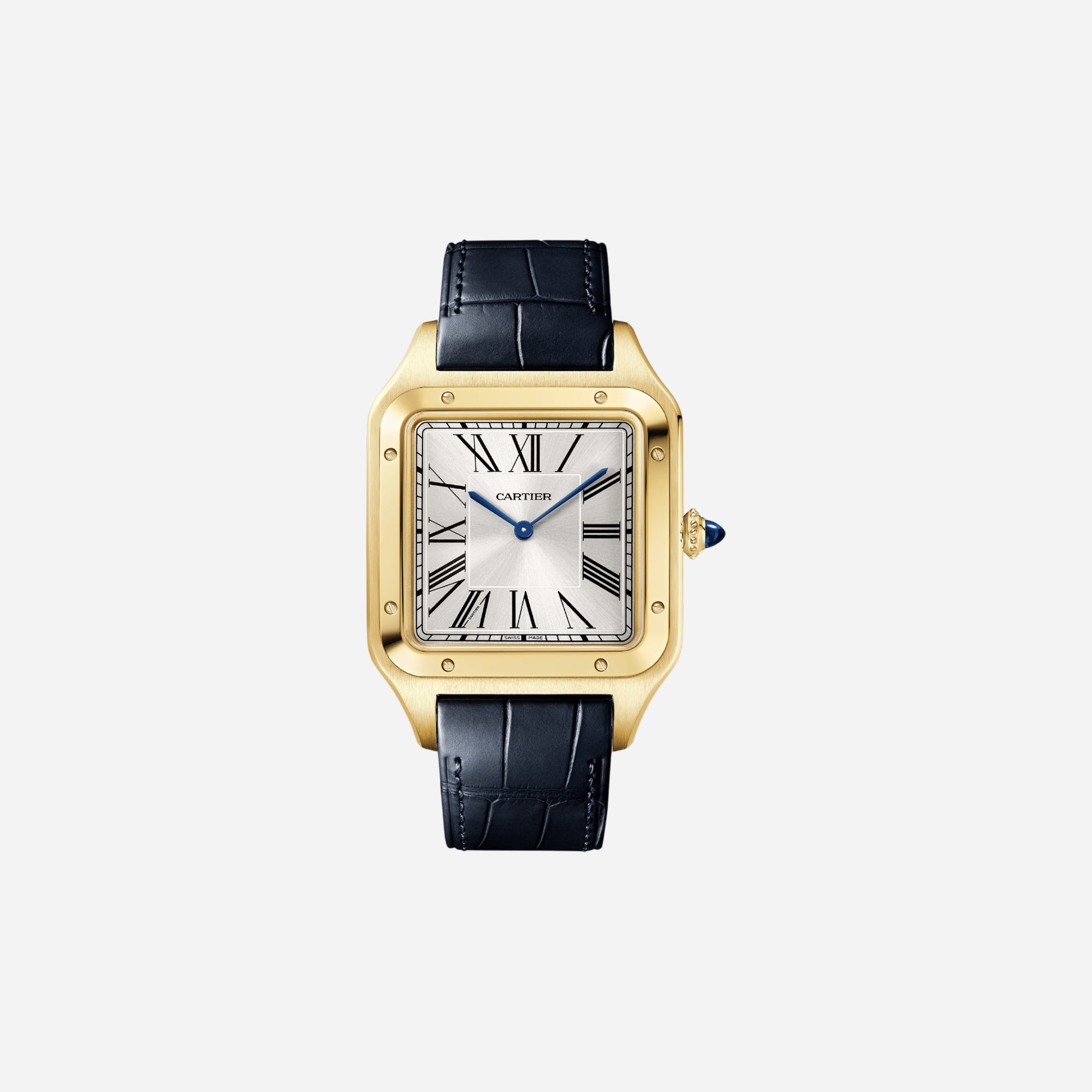 Cartier Santos Dumont Silver Dial Leather Strap Watch - WGSA0108