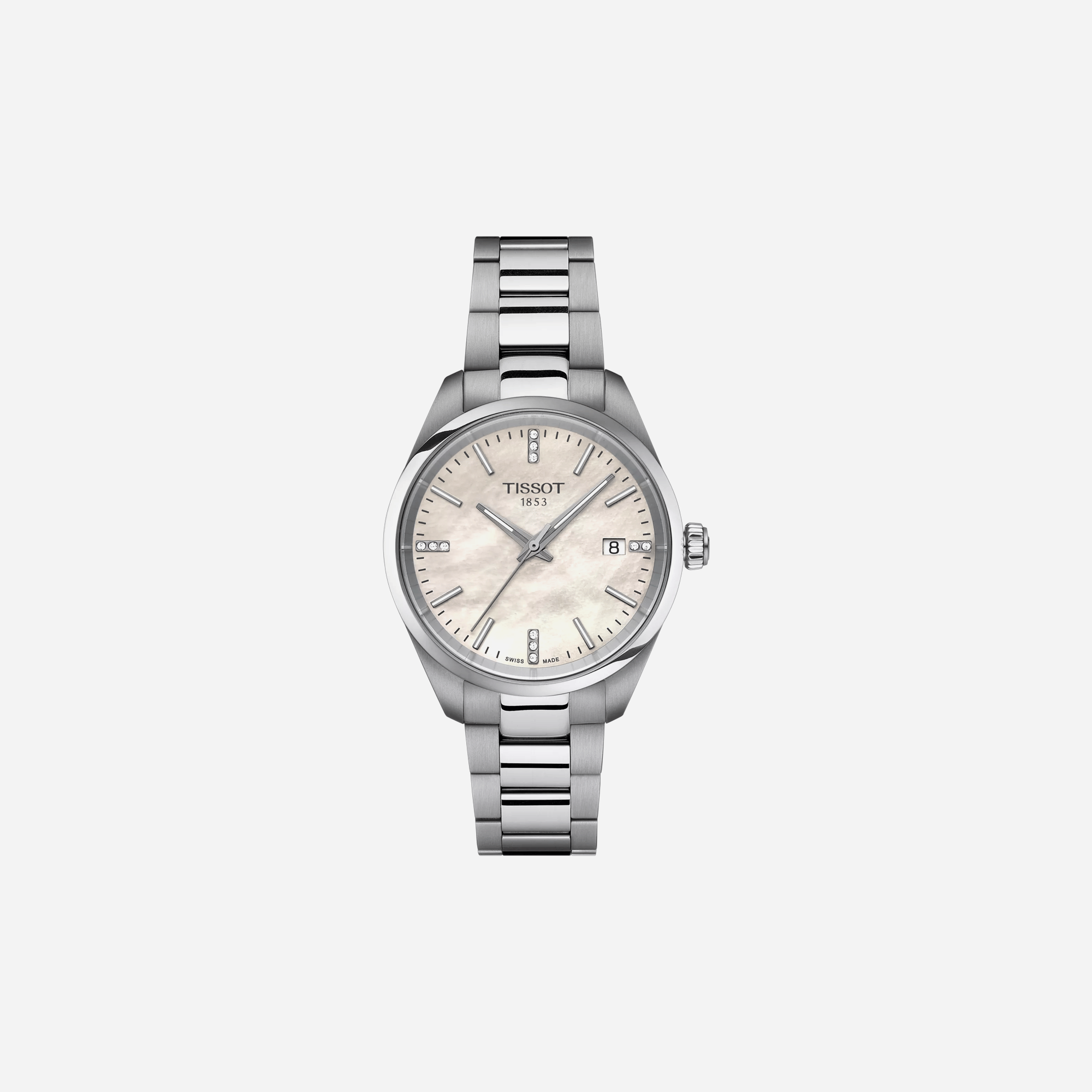 Tissot PR 100 Quartz 34mm White MOP Dial Silver Stainless Steel Watch