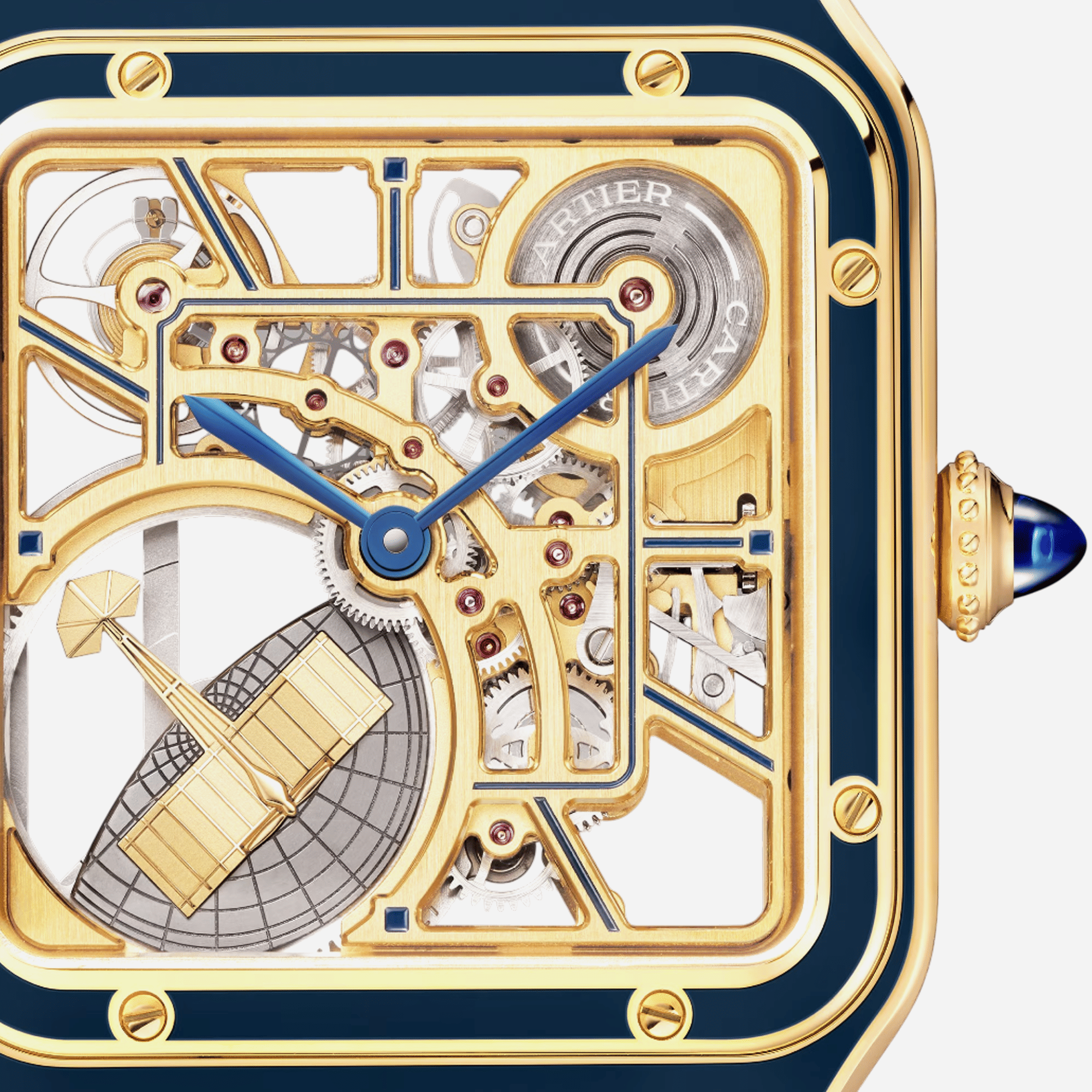 Cartier Santos Dumont Skeleton Dial Watch Equipped With A Micro-rotor Leather Strap Watch - WHSA0031