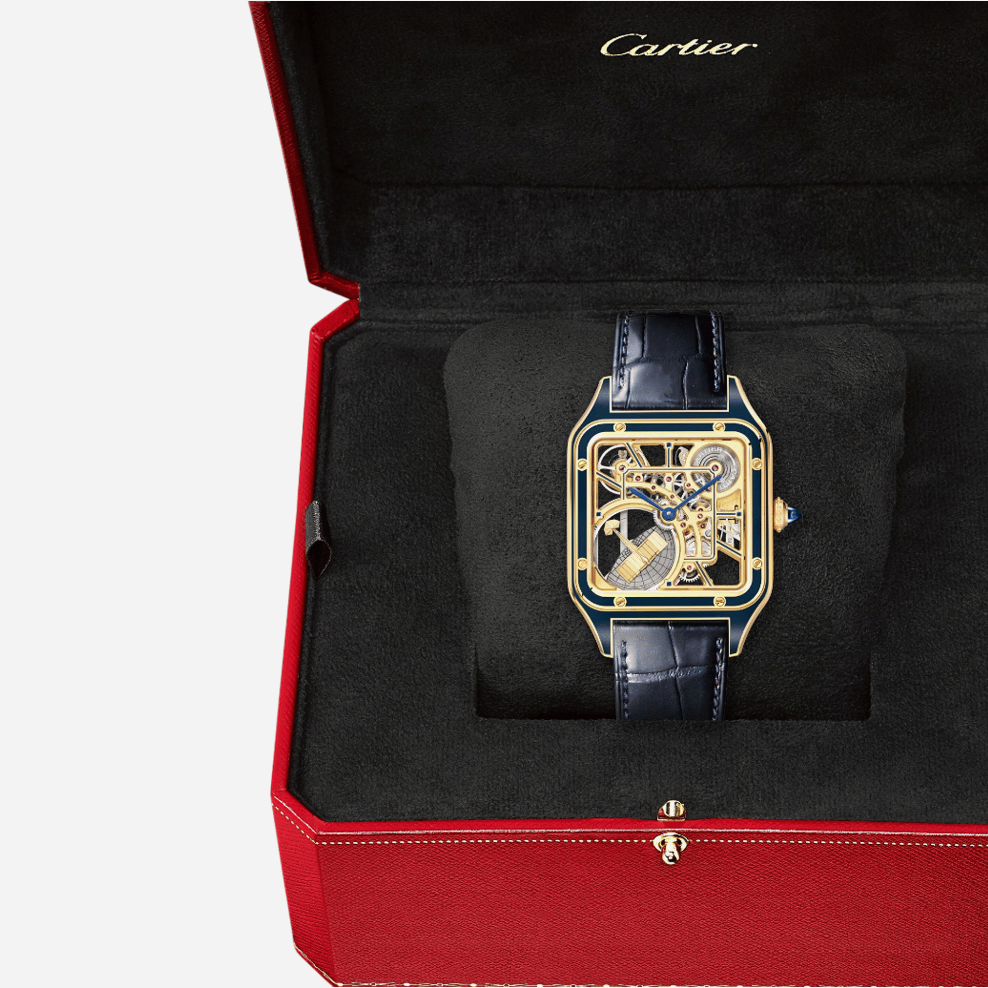 Cartier Santos Dumont Skeleton Dial Watch Equipped With A Micro-rotor Leather Strap Watch - WHSA0031