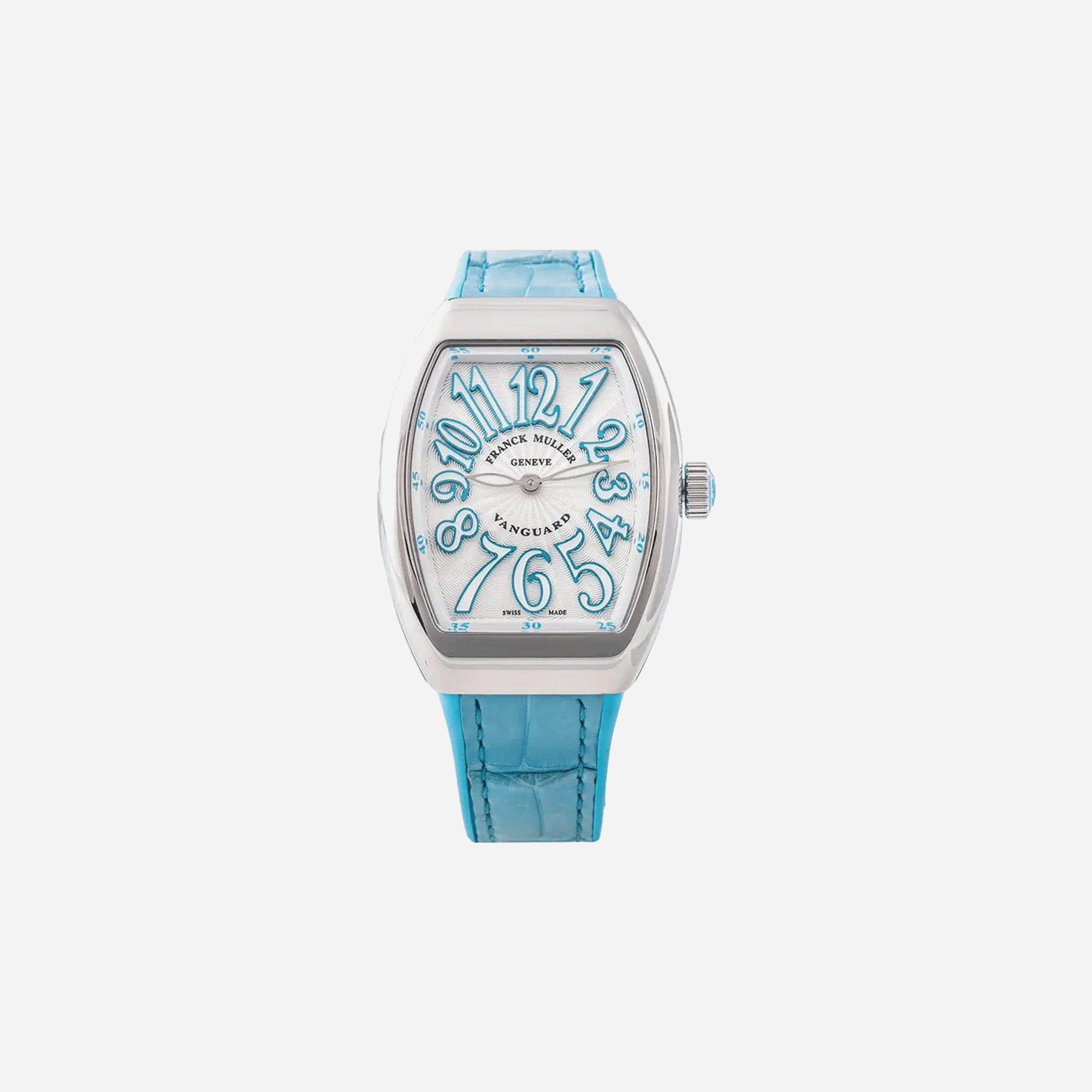 Franck Muller Vanguard Lady Grey Blue Dial Leather Strap Watch WMNS - 32 V QZ AC BL AC
