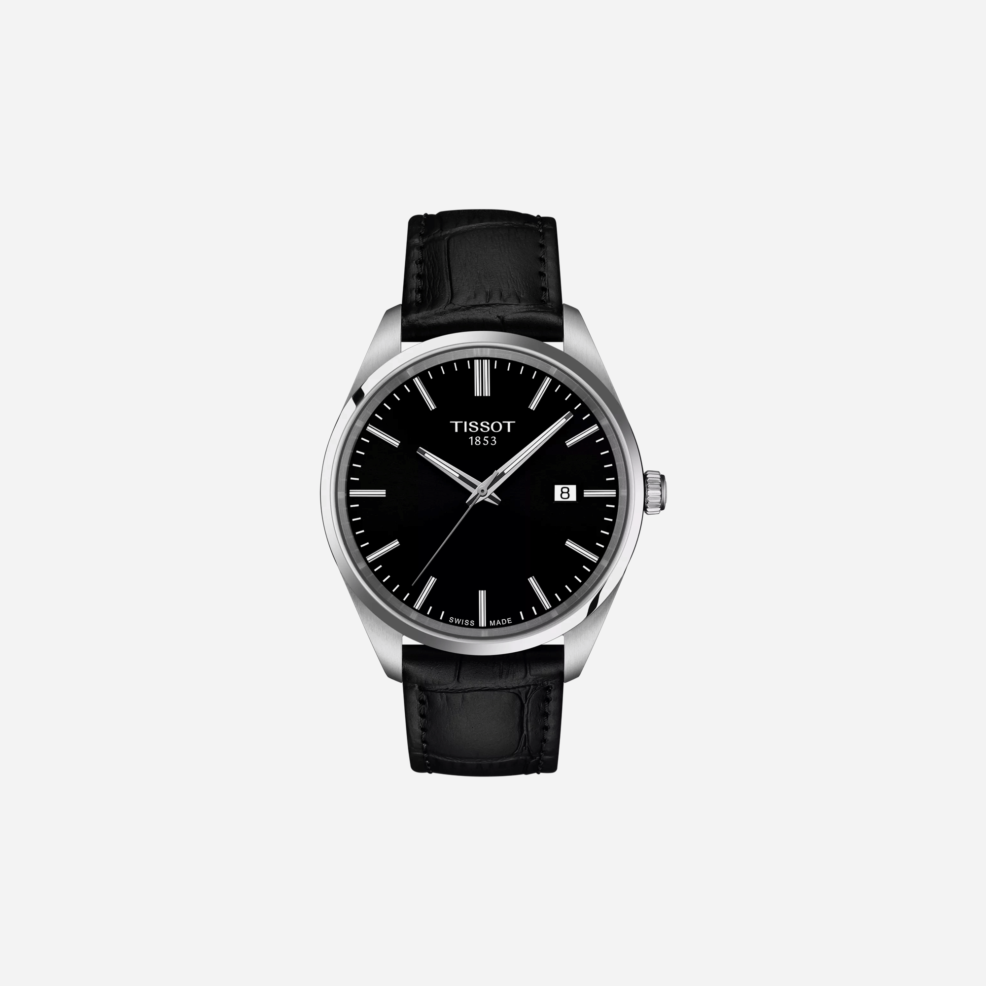 Tissot PR 100 40mm Black Dial Black Leather Strap Watch