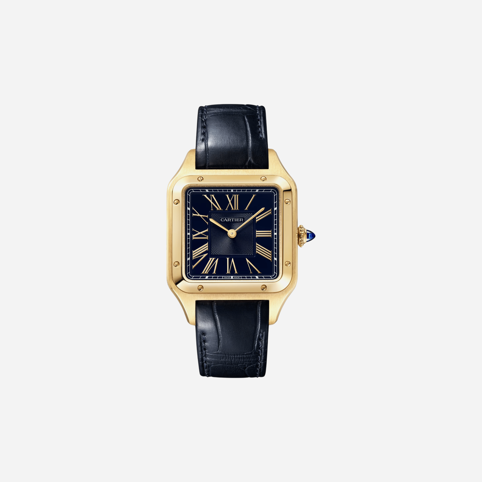 Cartier Santos Dumont Black Dial Leather Strap Watch - WGSA0077