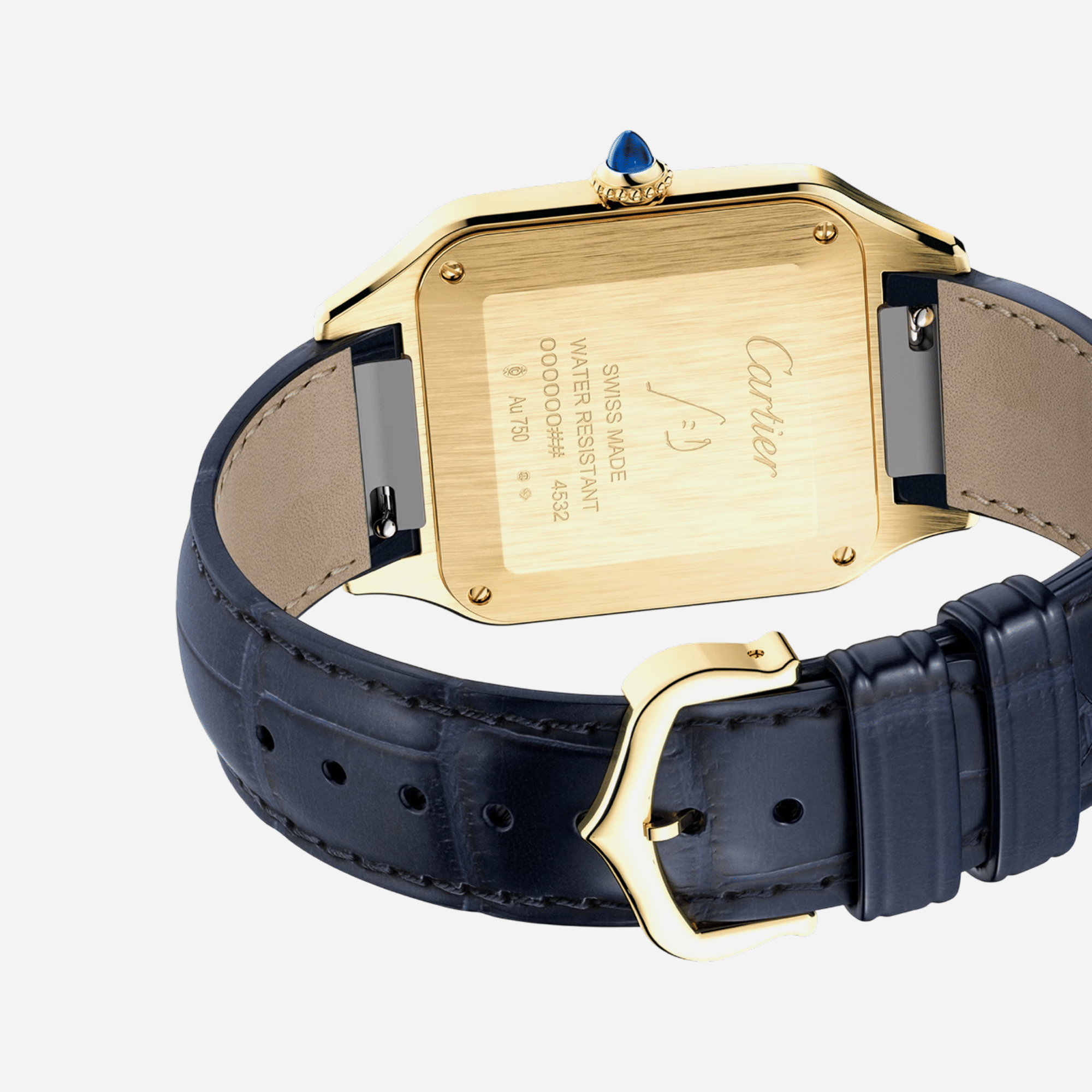 Cartier Santos Dumont Black Dial Leather Strap Watch - WGSA0077