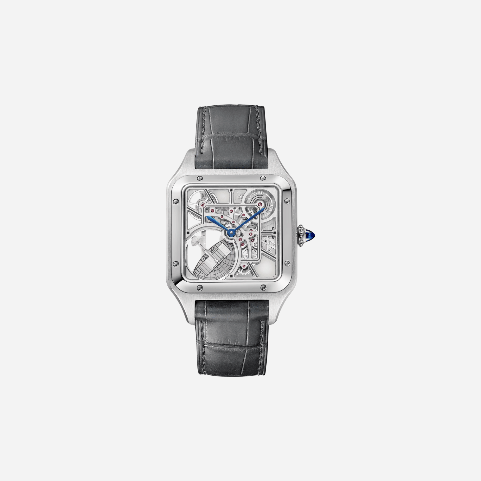 Cartier Santos Dumont Skeleton Dial Equipped With A Micro-rotor Leather Strap Watch - WHSA0032