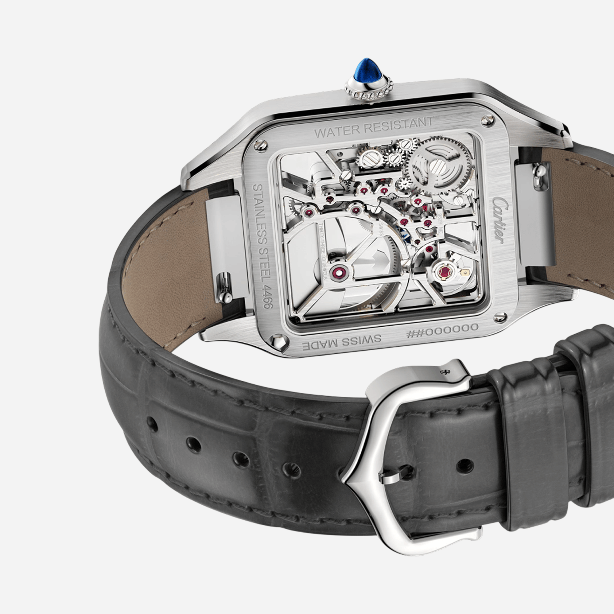 Cartier Santos Dumont Skeleton Dial Equipped With A Micro-rotor Leather Strap Watch - WHSA0032