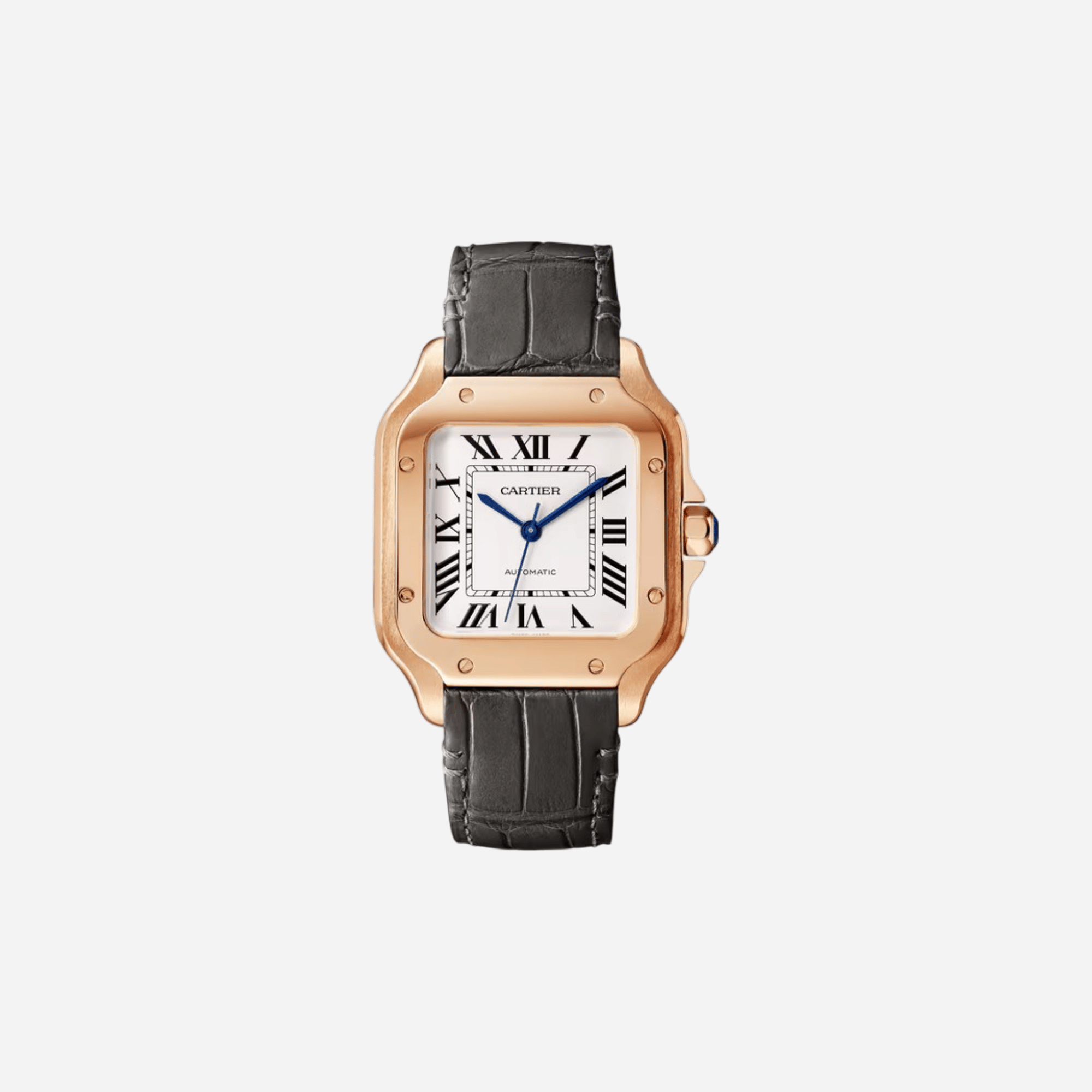 Cartier Santos De Cartier White Dial Leather Strap Watch - WGSA0028