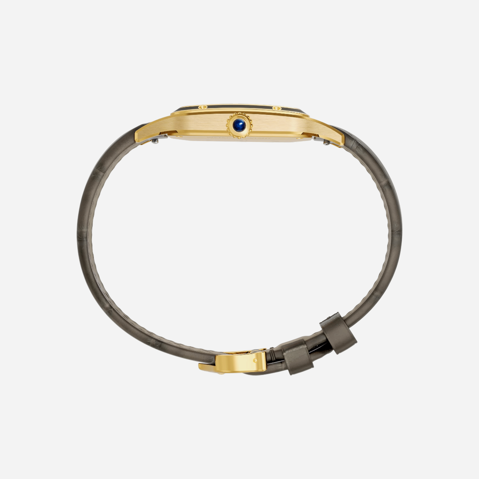 Cartier Santos Dumont Gray Dial Leather Strap Watch - WGSA0097