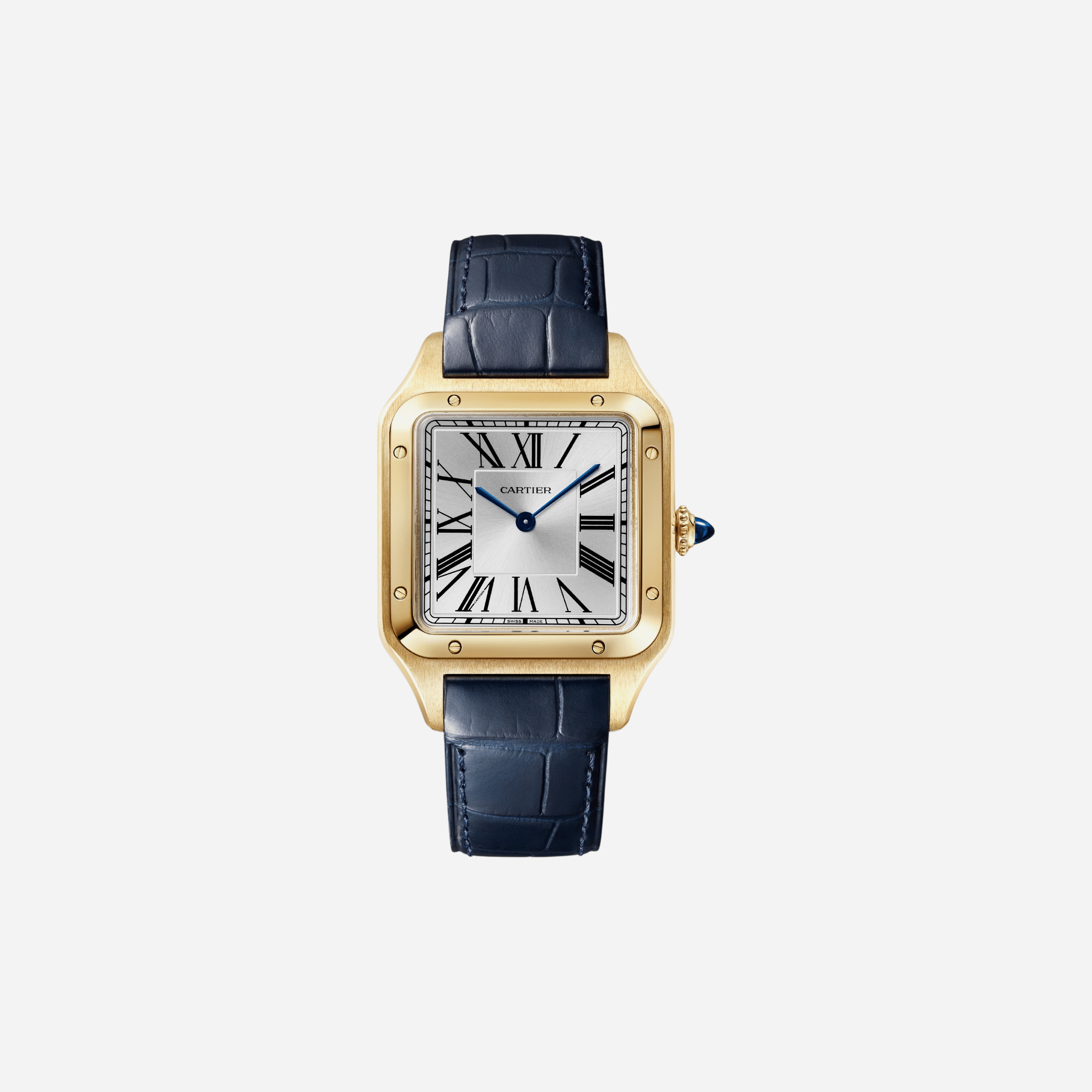 Cartier Santos Dumont Silver Dial Leather Strap Watch - WGSA0139
