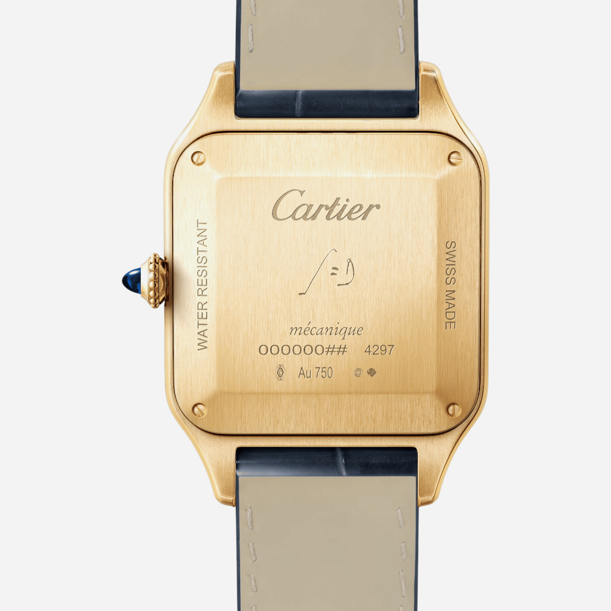 Cartier Santos Dumont Silver Dial Leather Strap Watch - WGSA0139