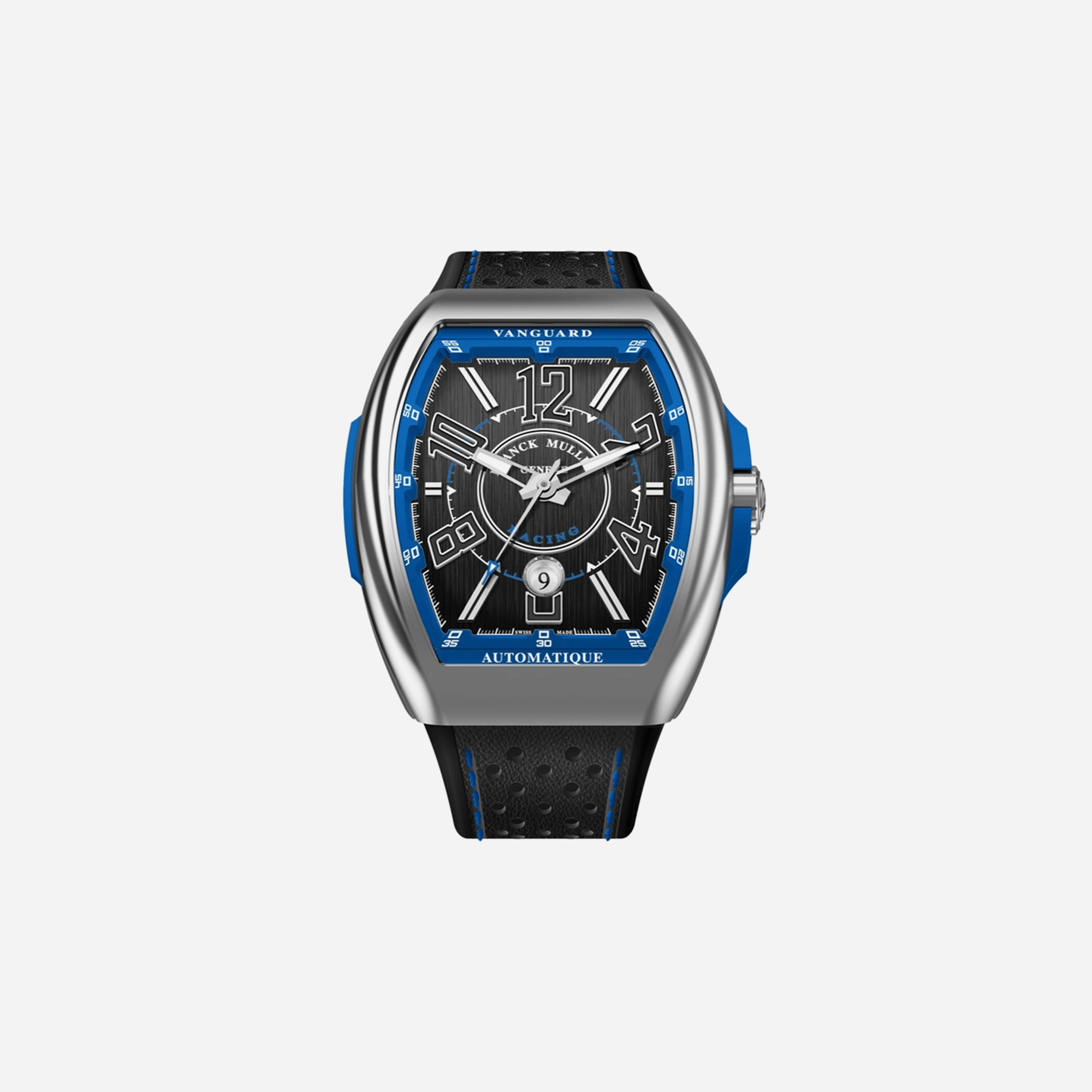 Franck Muller Vanguard Racing Black Dial Leather Strap Watch - V 45 SC DT RCG (BL) AC