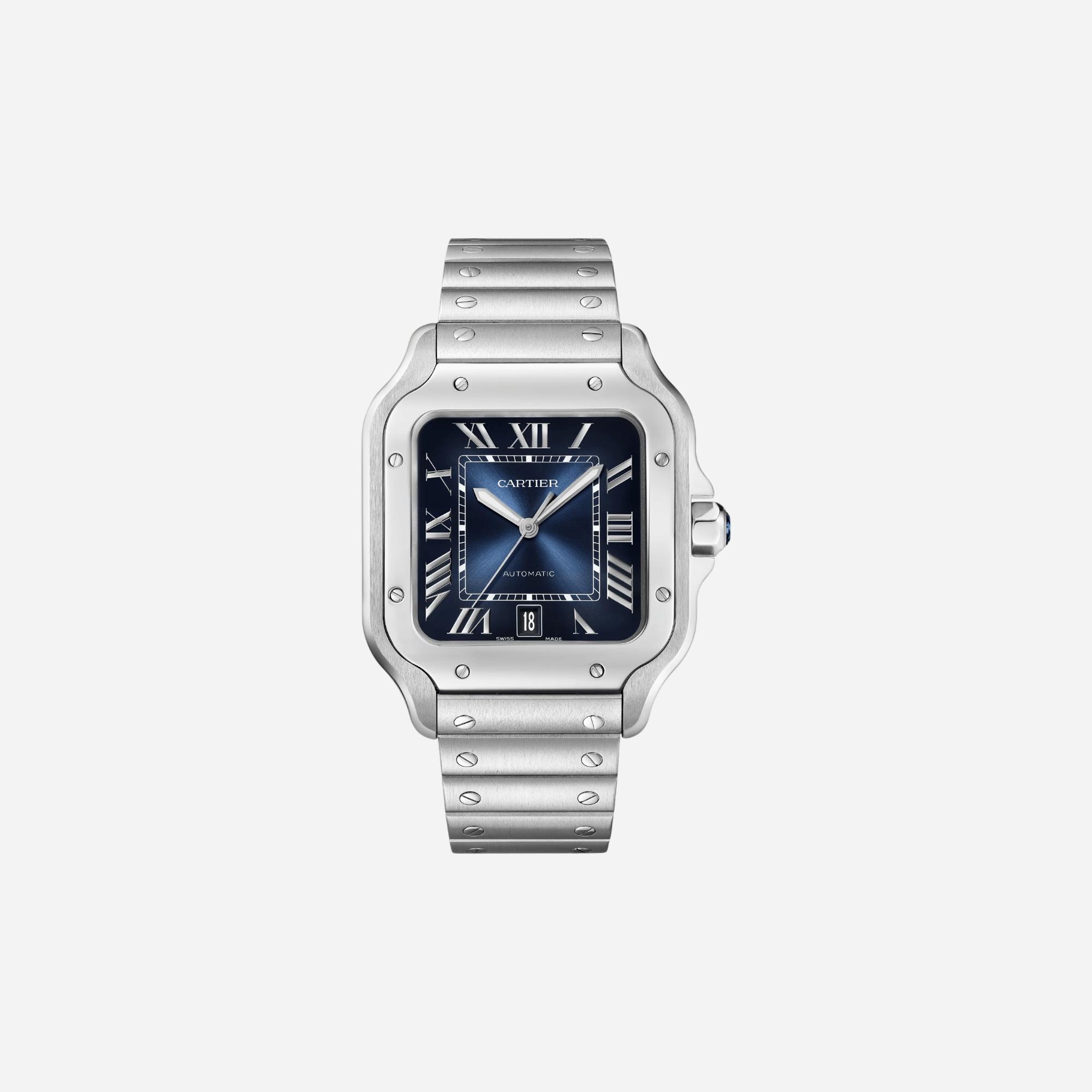 Cartier Santos De Cartier Blue Dial Steel Strap Watch - WSSA0071
