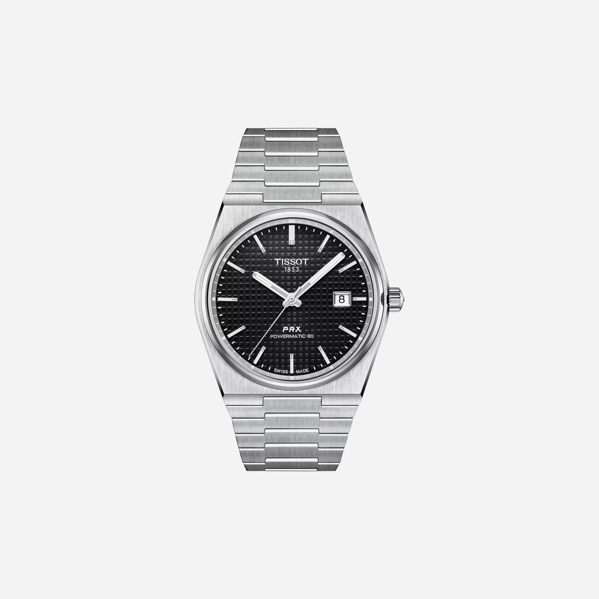 Tissot PRX Powermatic 80 Black Dial Silver Stainless Steel Strap Watch