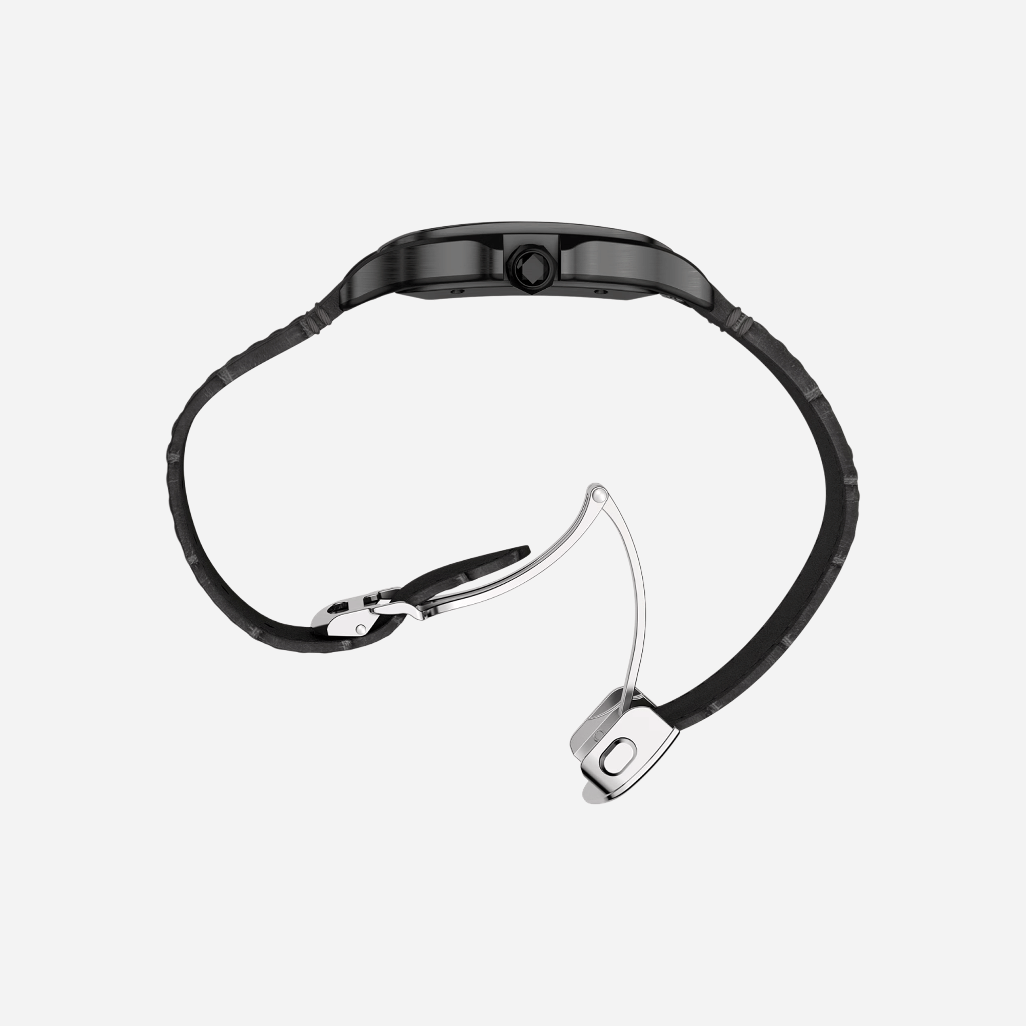 Cartier Santos De Cartier Black Dial Leather Strap Watch - WSSA0039