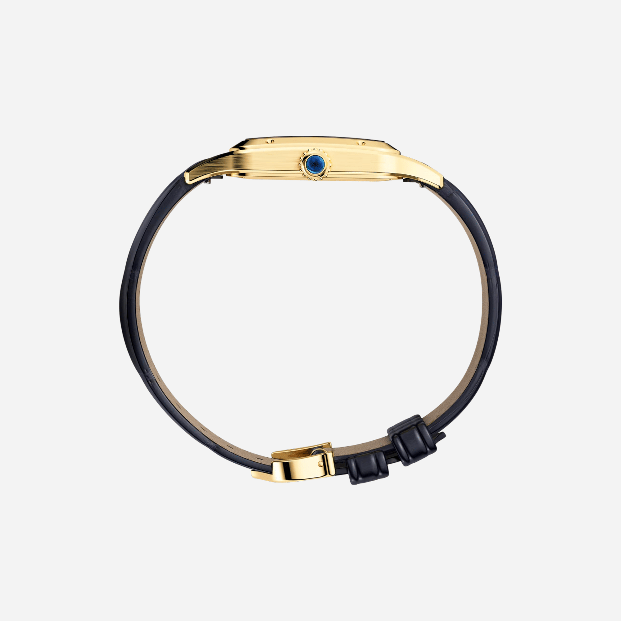 Cartier Santos-Dumont Navy Blue Dial Leather Strap Watch - WGSA0115