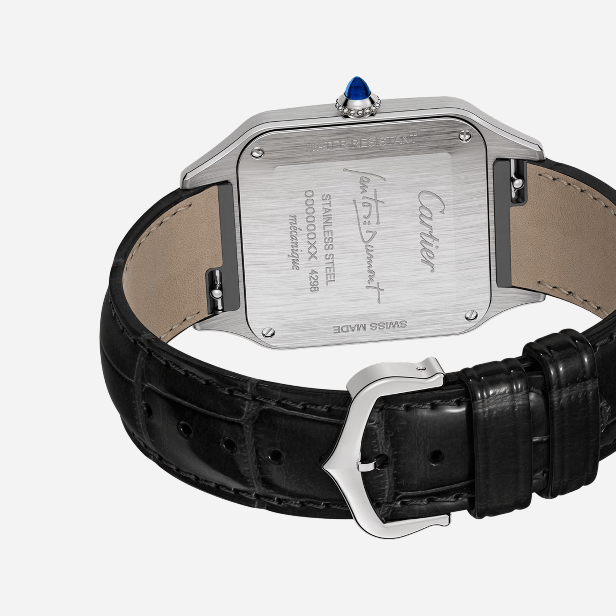 Cartier Santos Dumont Black Dial Leather Strap Watch - WSSA0046
